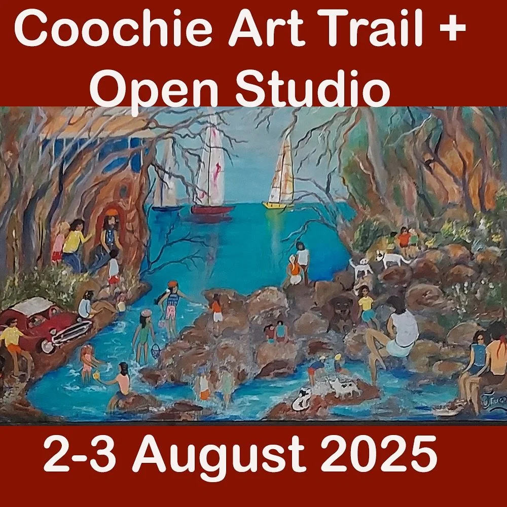 🎨Coochie Art Trail + Open Studio 🏝️
On this weekend &mdash; 2-3 August 2025, 10am - 3pm, Saturday and Sunday.
It&rsquo;ll be fun!
Stunning work by 18 artists at 11 studios/galleries on the island (including one open garden on the trail.

This is a 