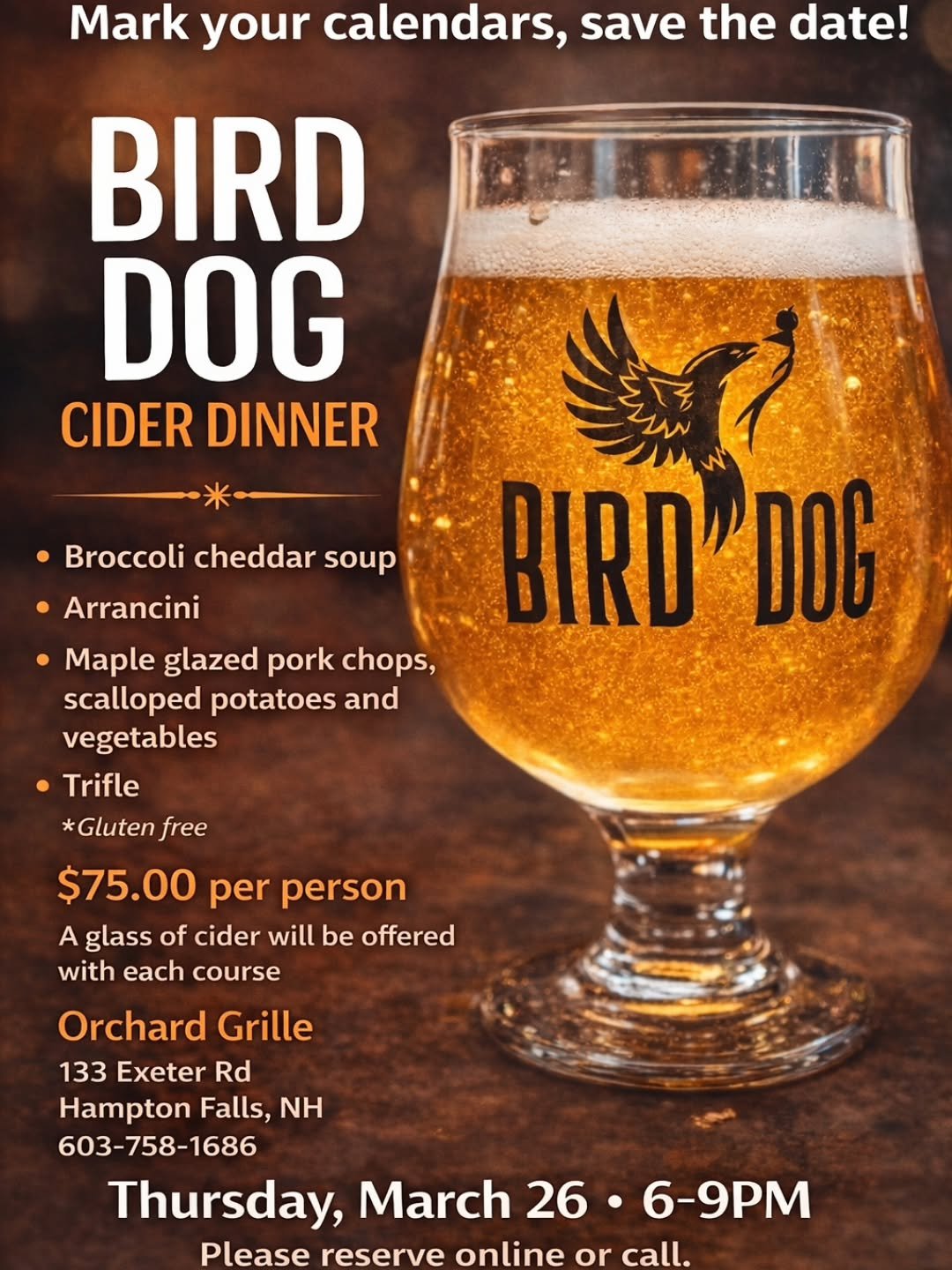 Cider dinner is back! Great food, friends, and some extra special cider to pair.

Join us at @orchardgrille at @applecrestfarm. Tickets required. Call or book online. 

Cheers.

#livefreeandcider #pickdrycider