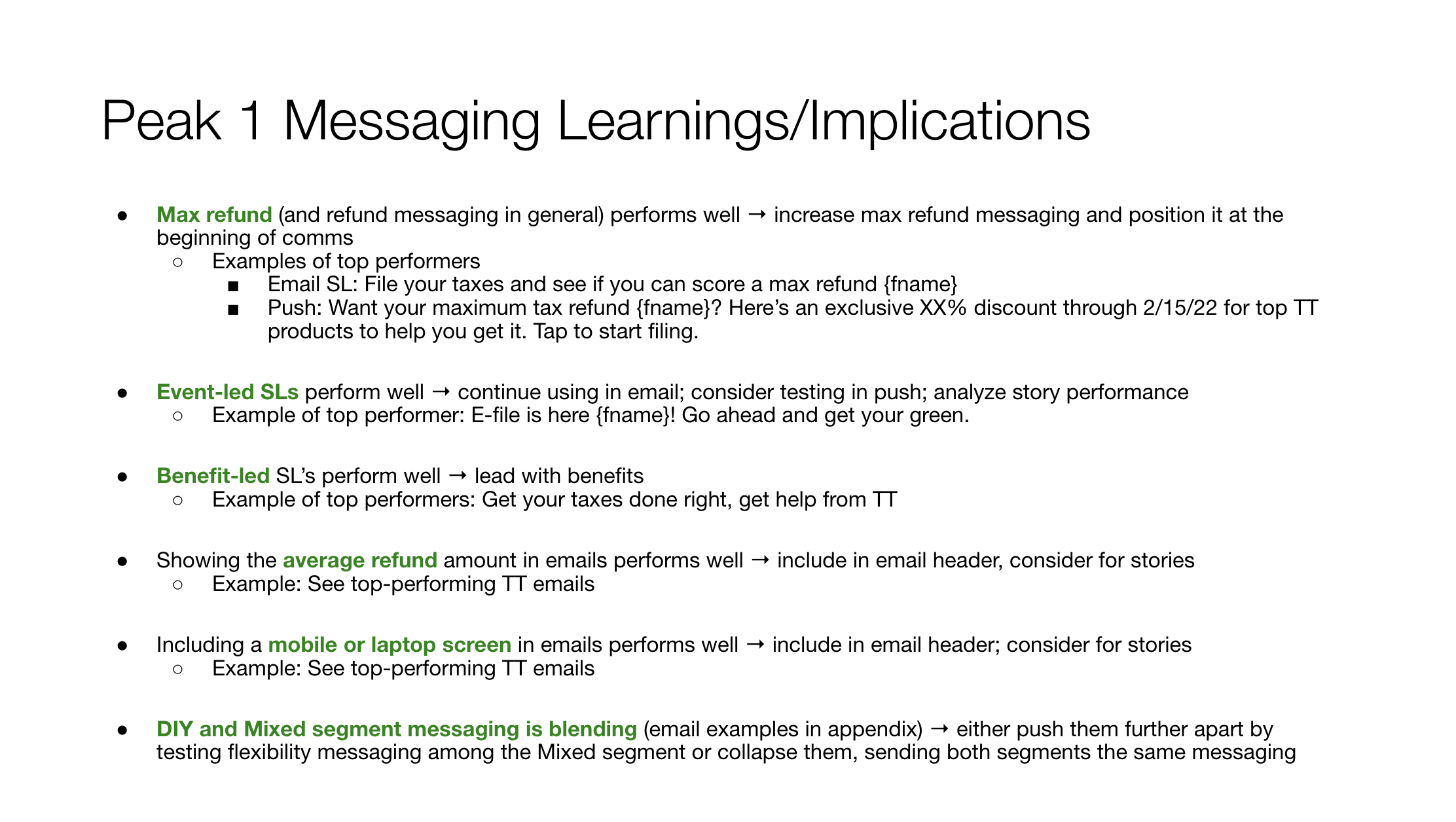 Peak 1 Messaging Learnings.png