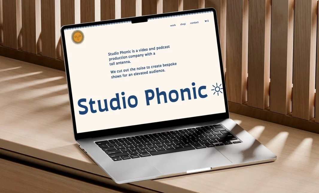 A laptop showing the Studio Phonic website