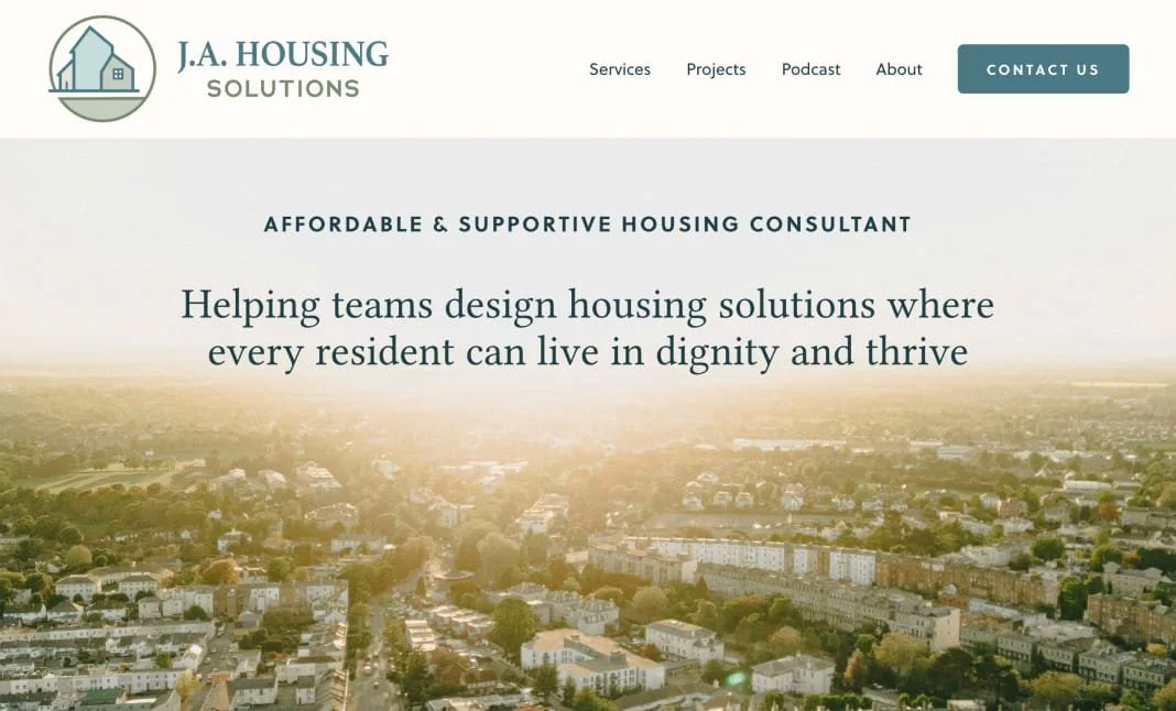 A screenshot of the JA Housing website