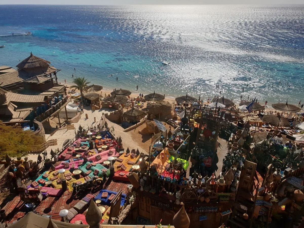 activities in Sharm El Sheikh includes Farsha Cafe with colourful rugs and Arabian pieces overlooking the sparkling waters of the Red Sea