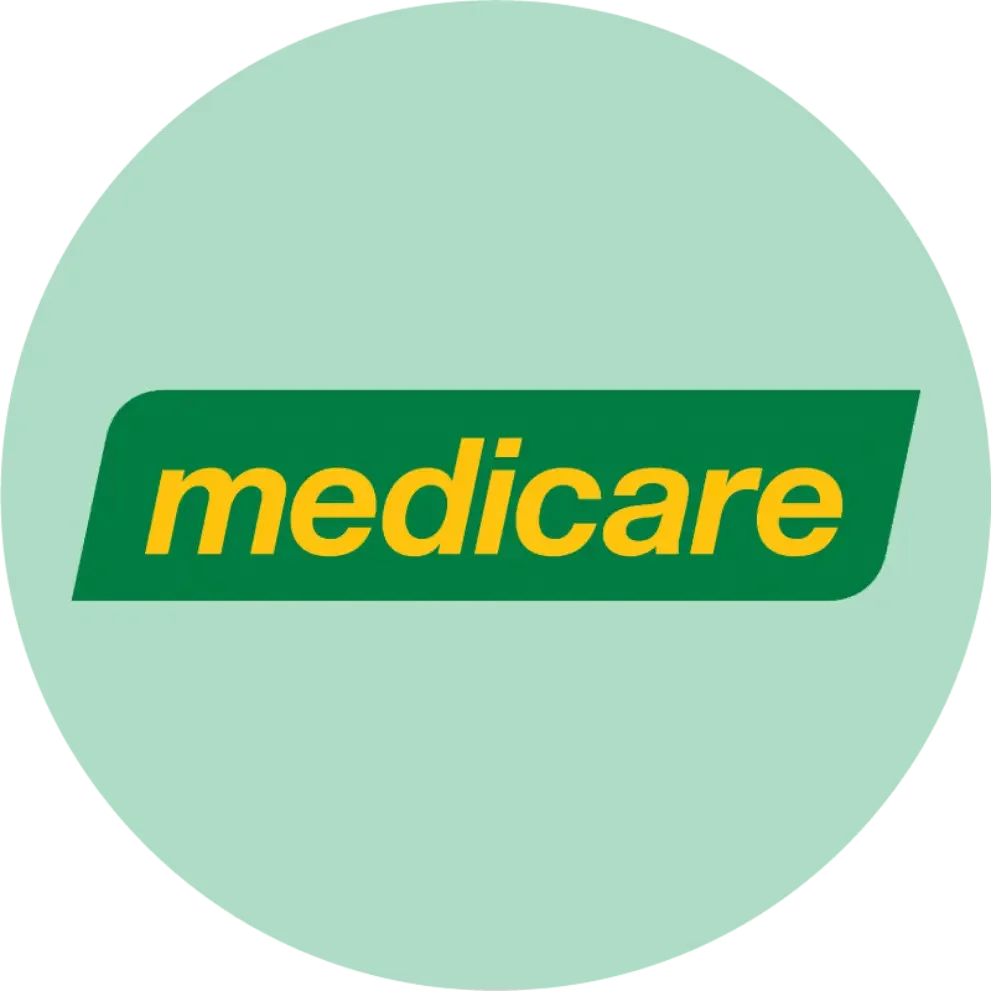 Medicare logo with green background and yellow text