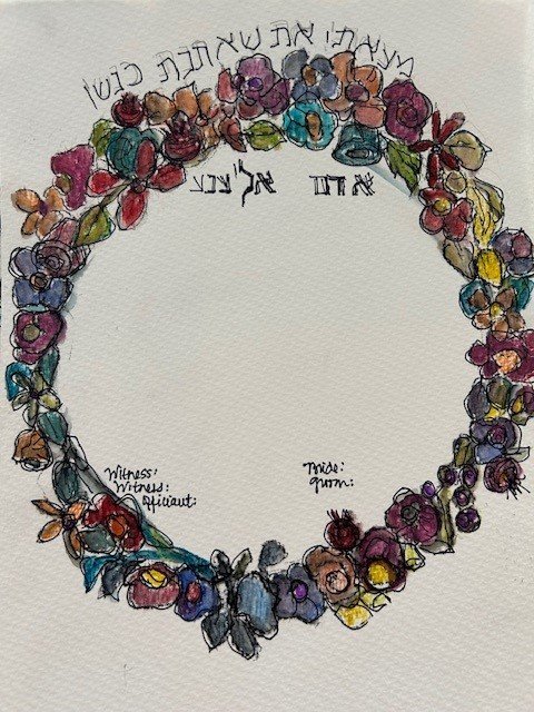 Round Floral Ketubah Concept