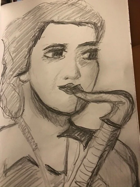 SOLD - Evelyn - 8" x 10" pencil and watercolor on paper