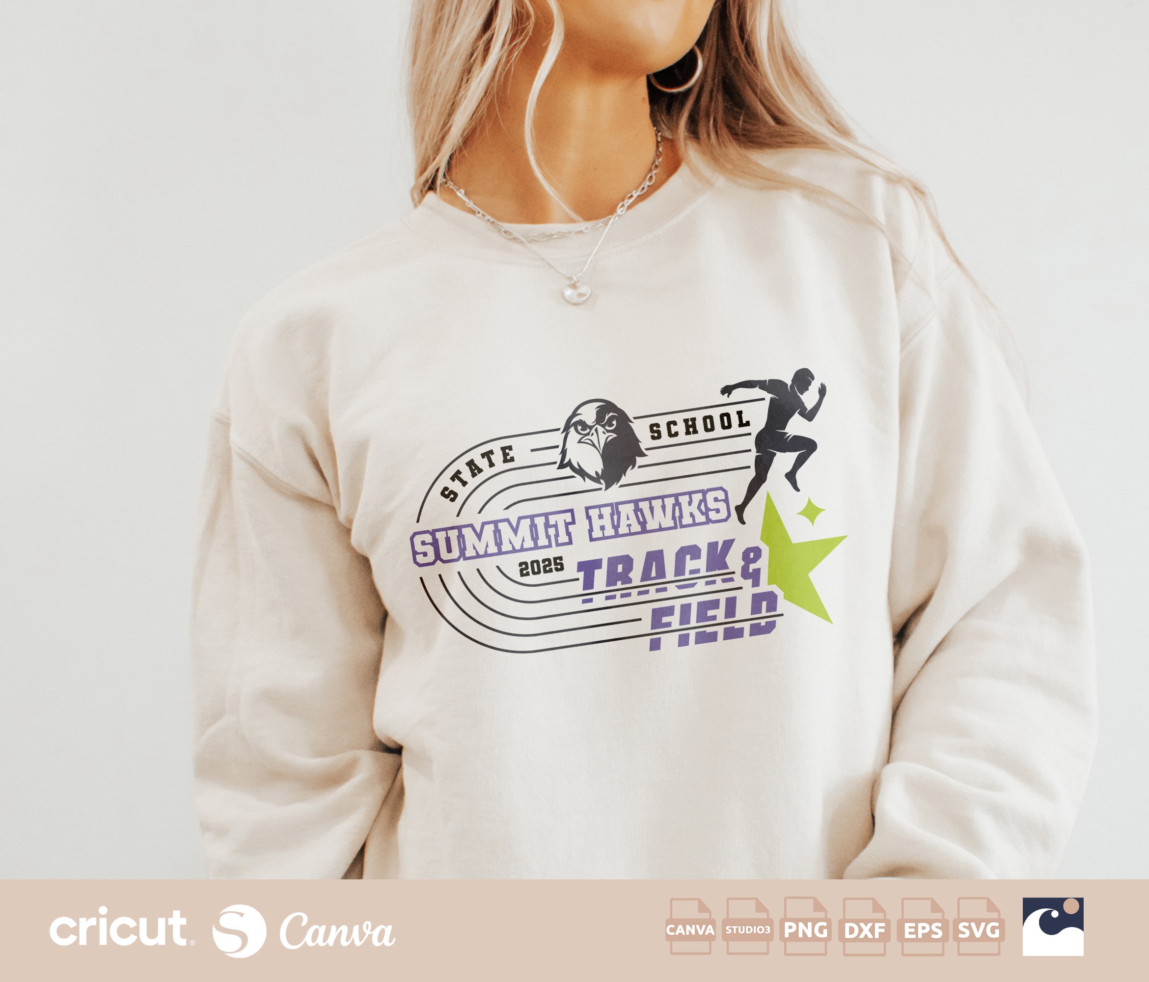 Hawks Track And Field svg png, Running, Hawks Track Team Logo, School Name, State, Shirt, Silhouette Studio, Canva