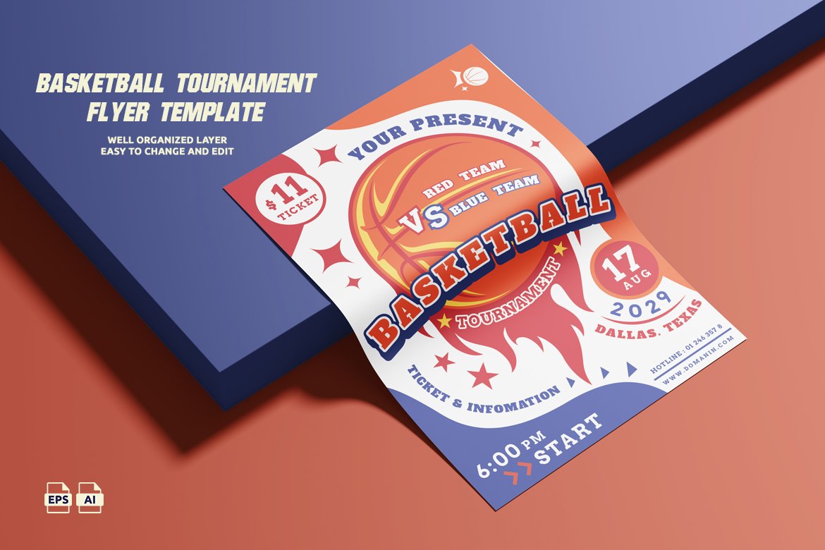 Basketball Tournament Flyer Template (A3 & A4 Printable)