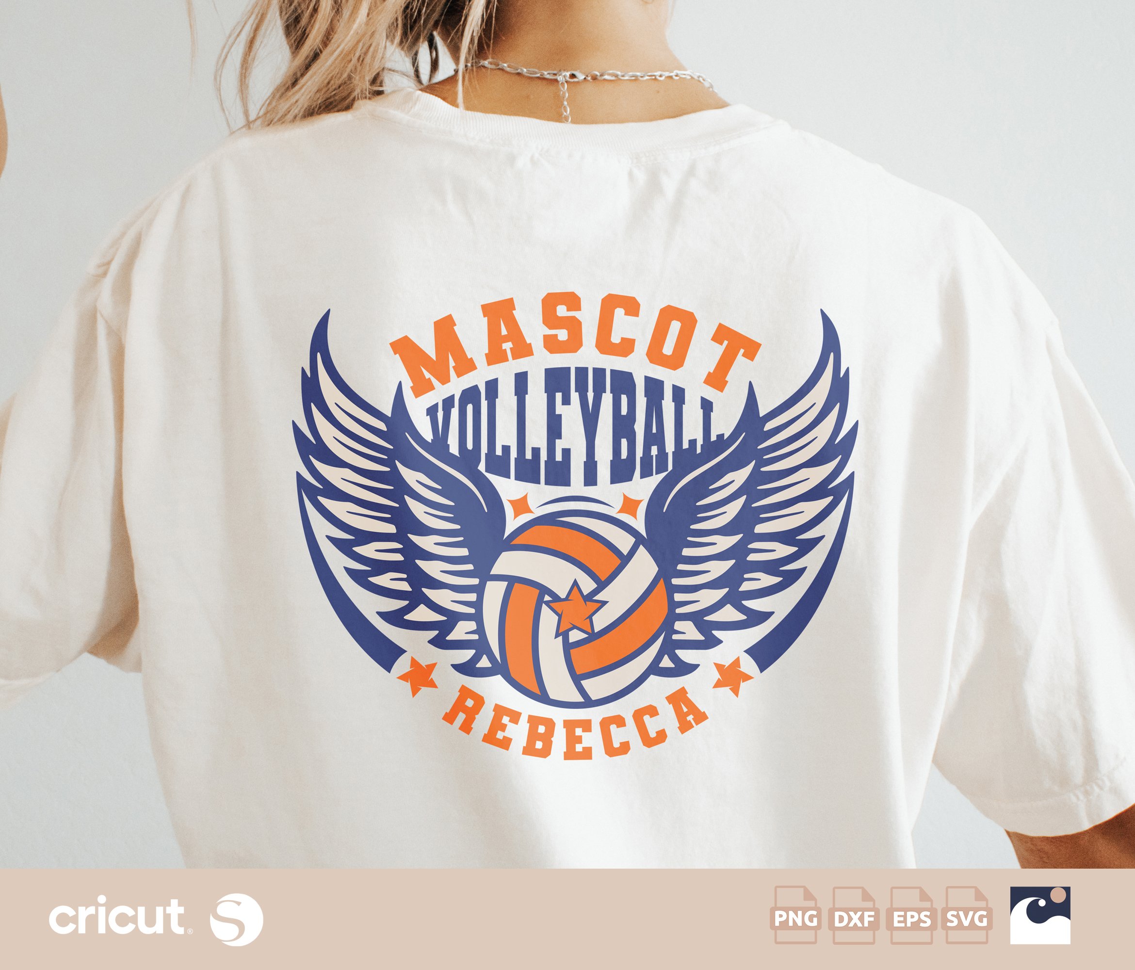 Winged Volleyball SVG PNG, Customizable Team, Player Name, Volleyball Team SVG, Mascot Design