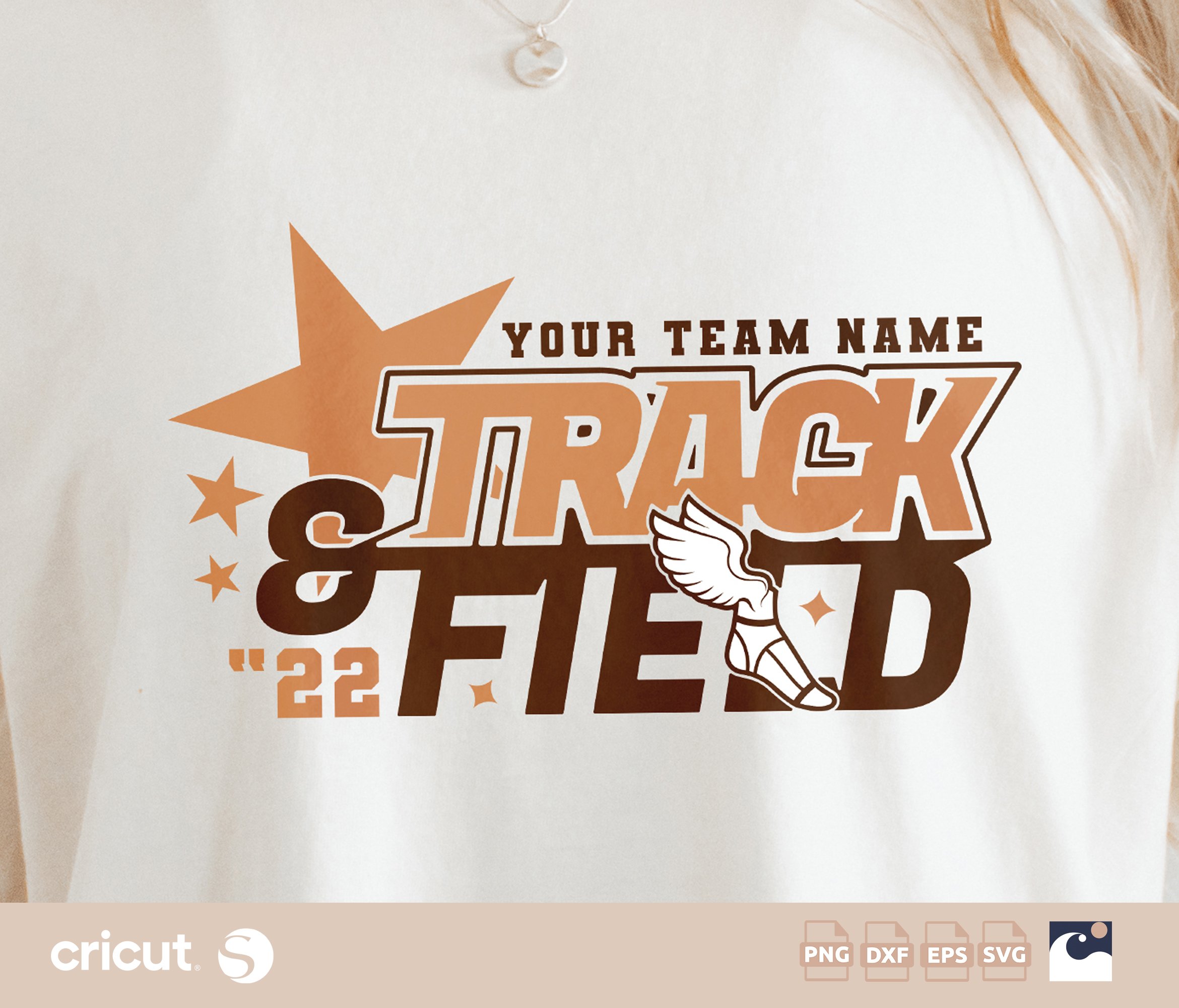 Track And Field svg png, Customizable Team Cut File, Cricut, Silhouette, Star, Winged Shoe Design PNG, Instant Download, Sports Team