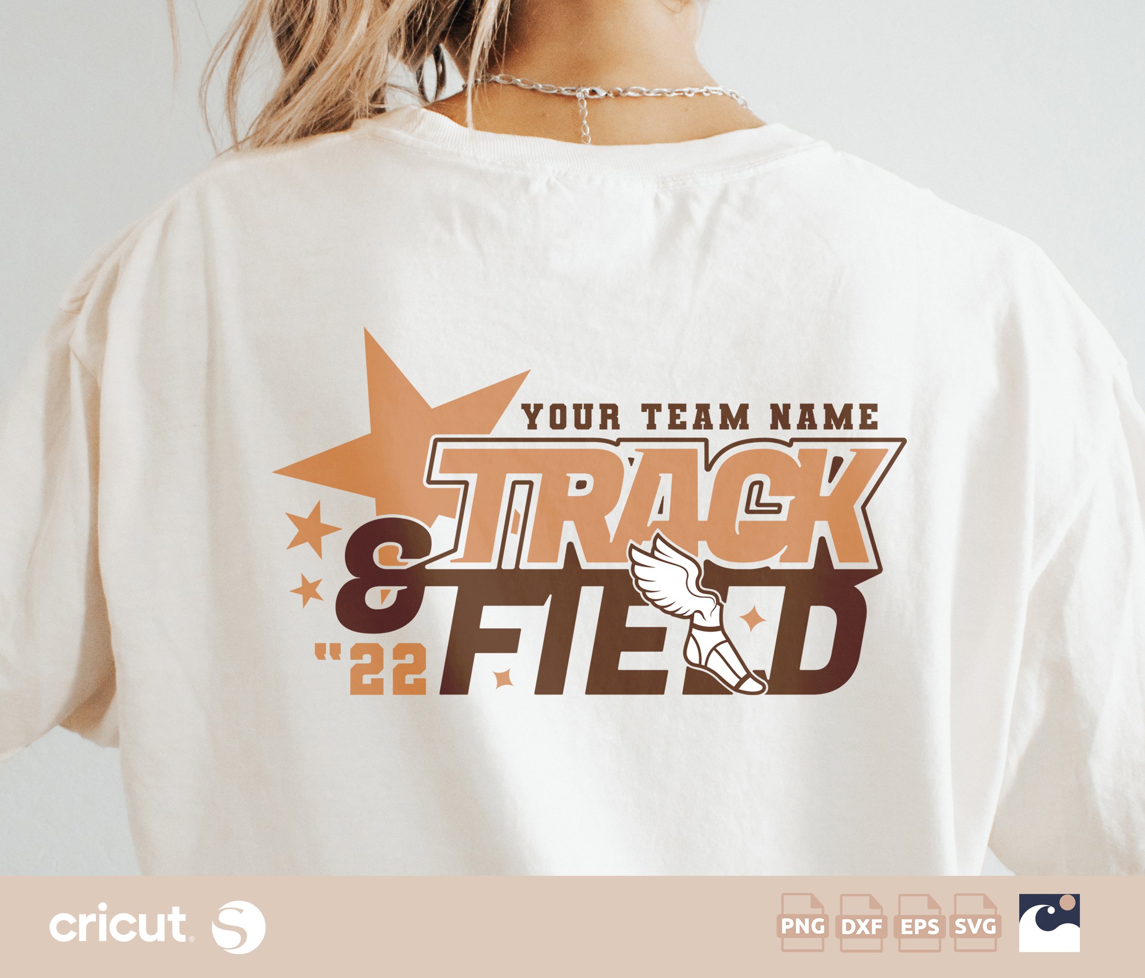 Track And Field svg png, Customizable Team Cut File, Cricut, Silhouette, Star, Winged Shoe Design PNG, Instant Download, Sports Team