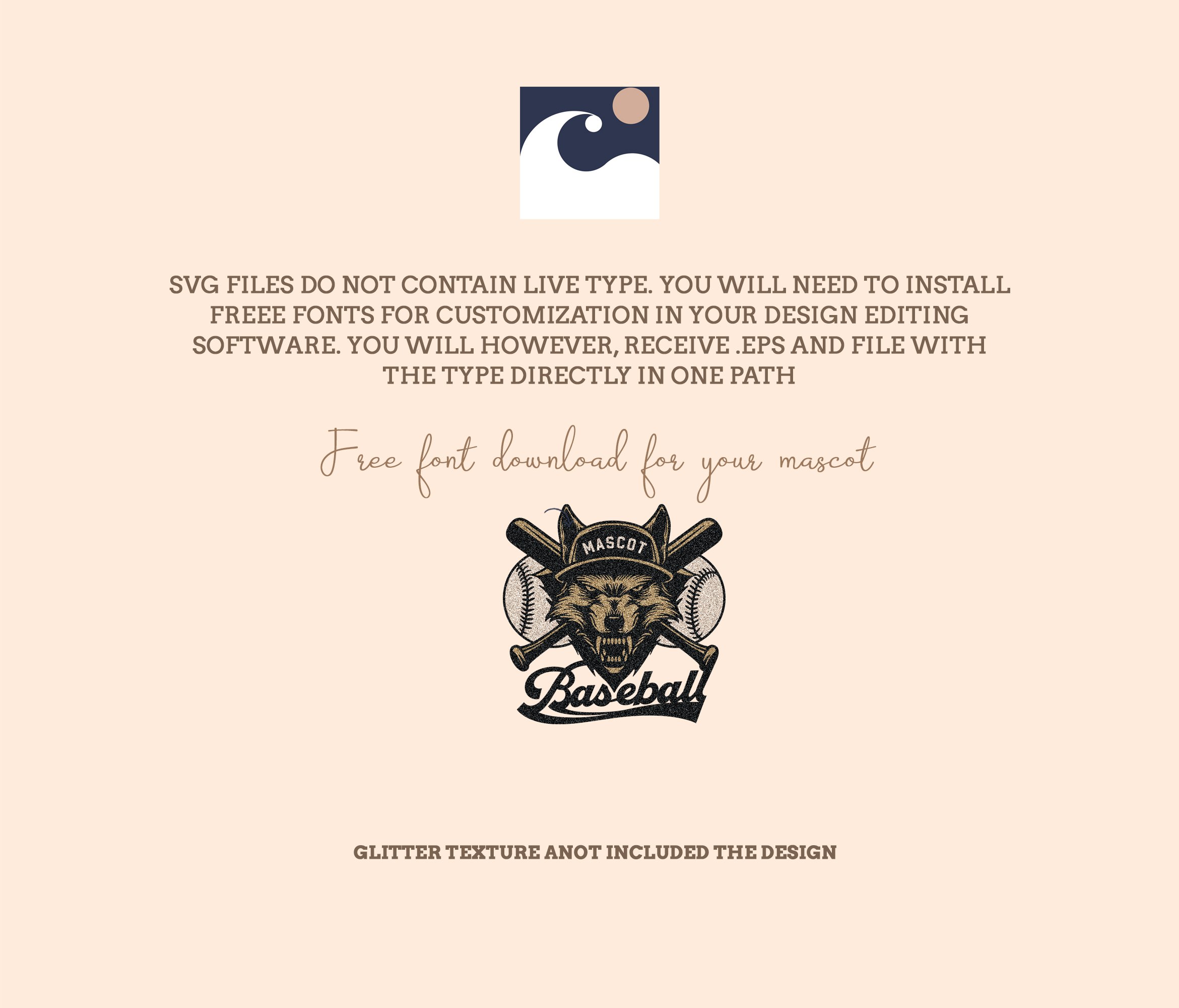 Alpha Power: Wolf Baseball SVG & PNG with Crossed Bats
