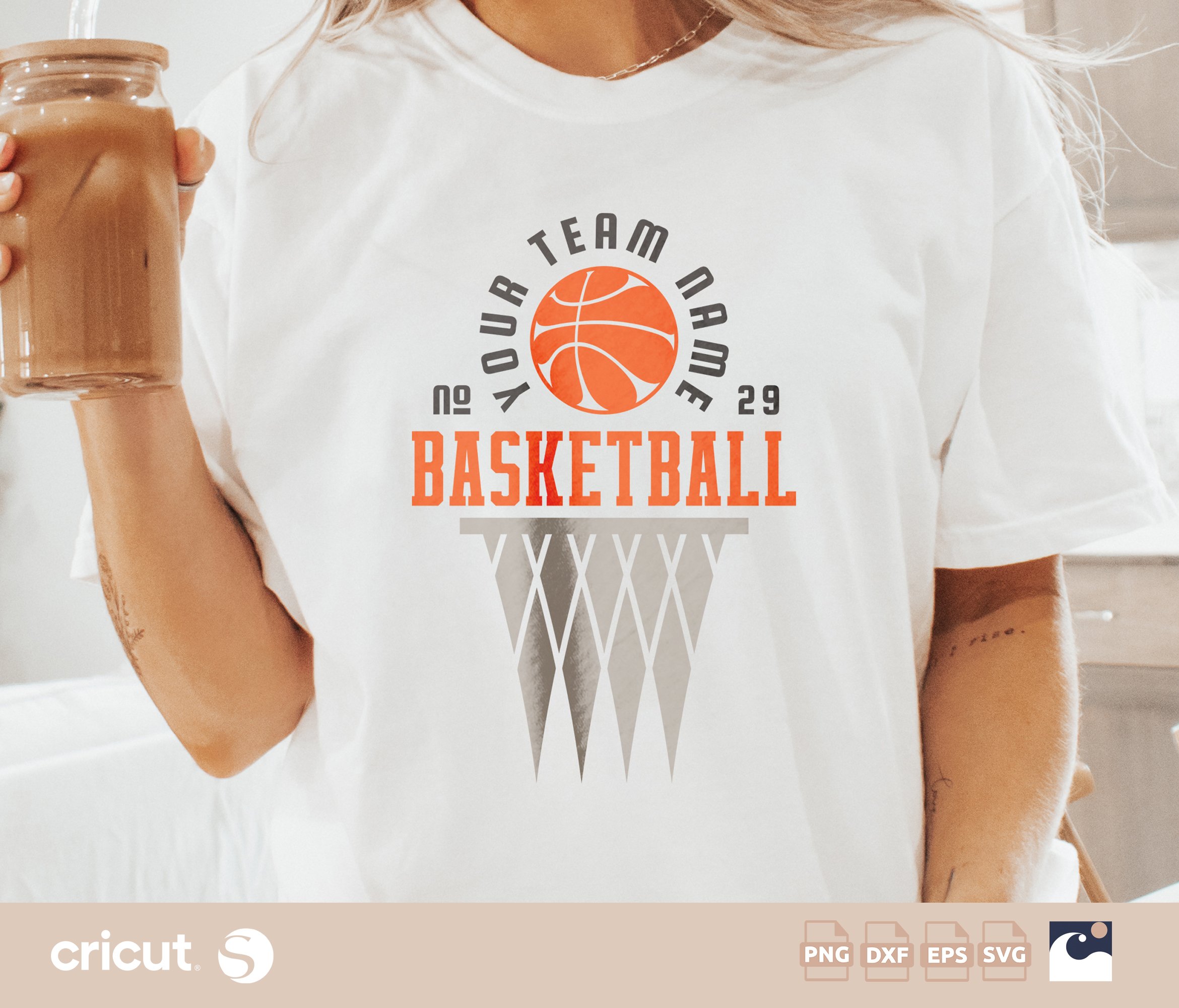 Basketball Team Template Svg Png, Hoop with Net, Team Shirts, Designs, Sublimation, Basketball mom