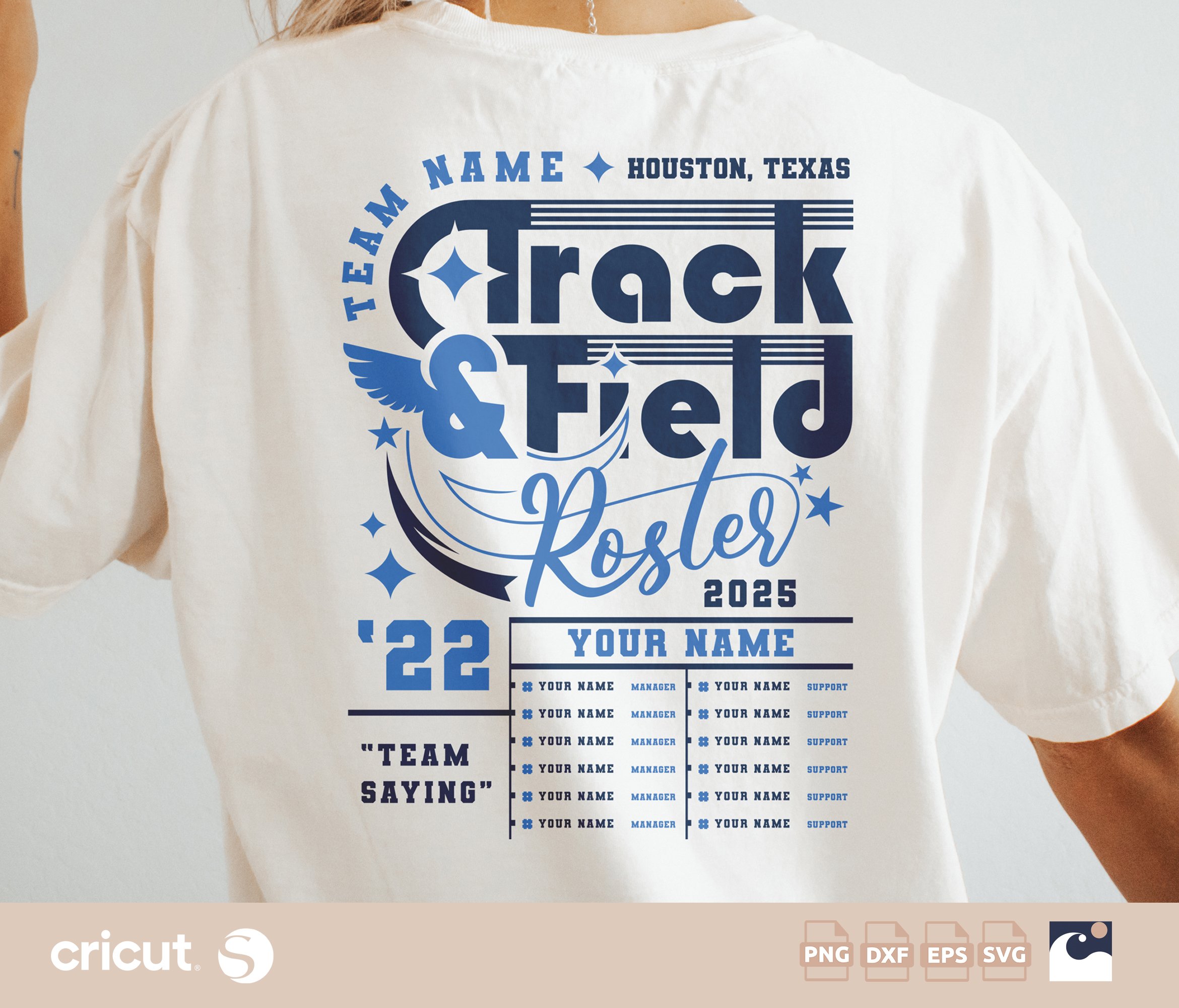 Customizable Track & Field Roster svg, Team Name, Coach, Players Cut File