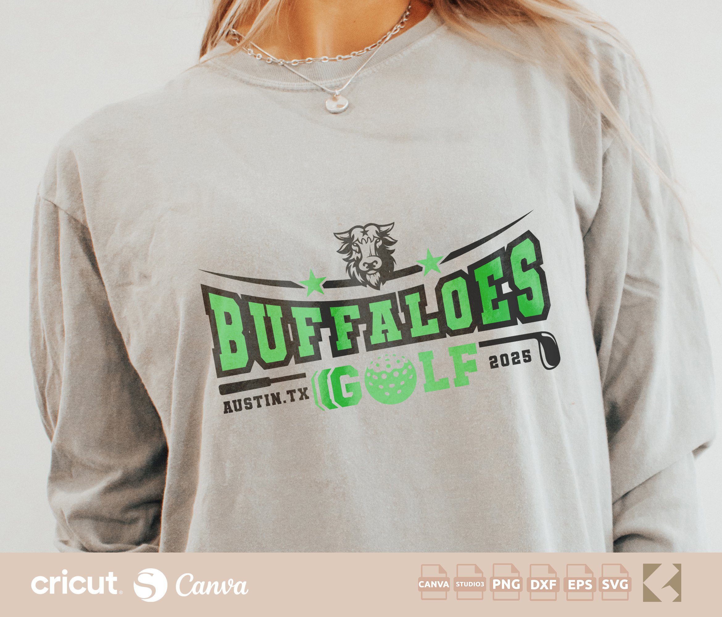 Buffaloes Golf Team Logo SVG/PNG - Custom Club Mascot Digital Cut File