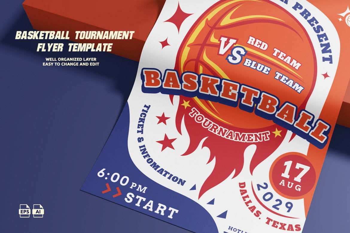 Basketball Tournament Flyer Template (A3 & A4 Printable)