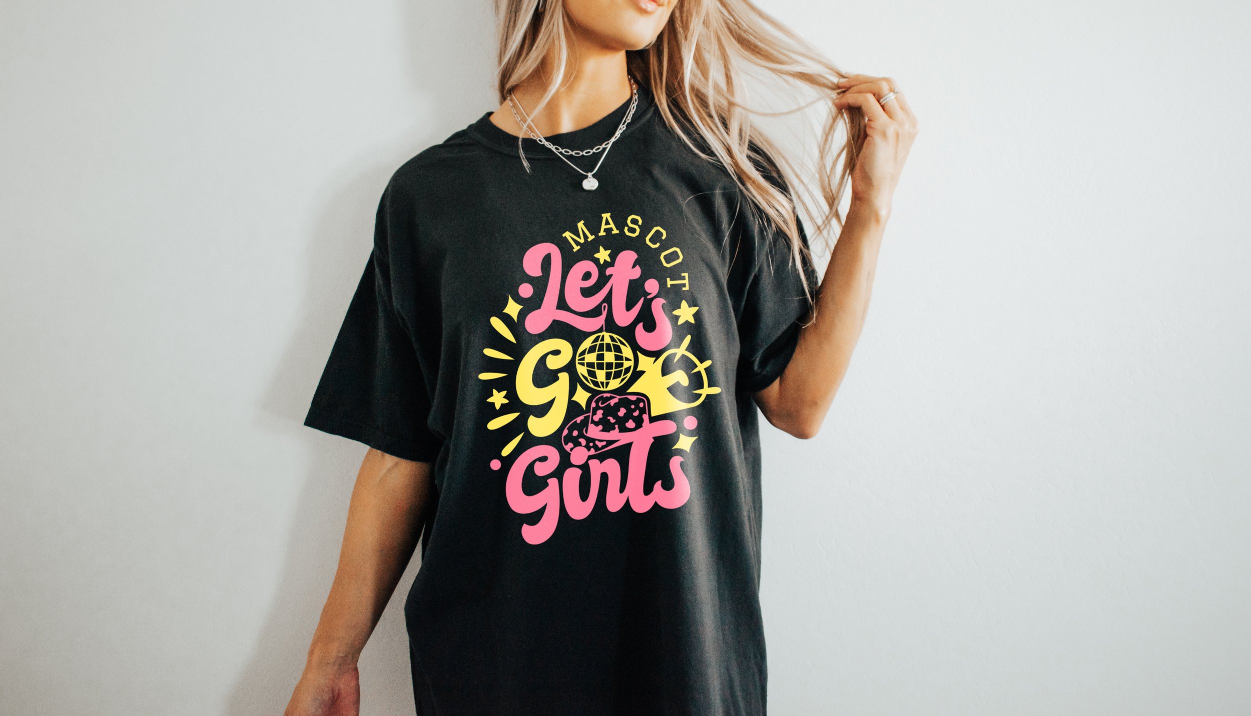 Let's Go Girls SVG PNG - Retro Cheer Mom Shirt Design - Cowgirl Boots & Cheerleader Cut File