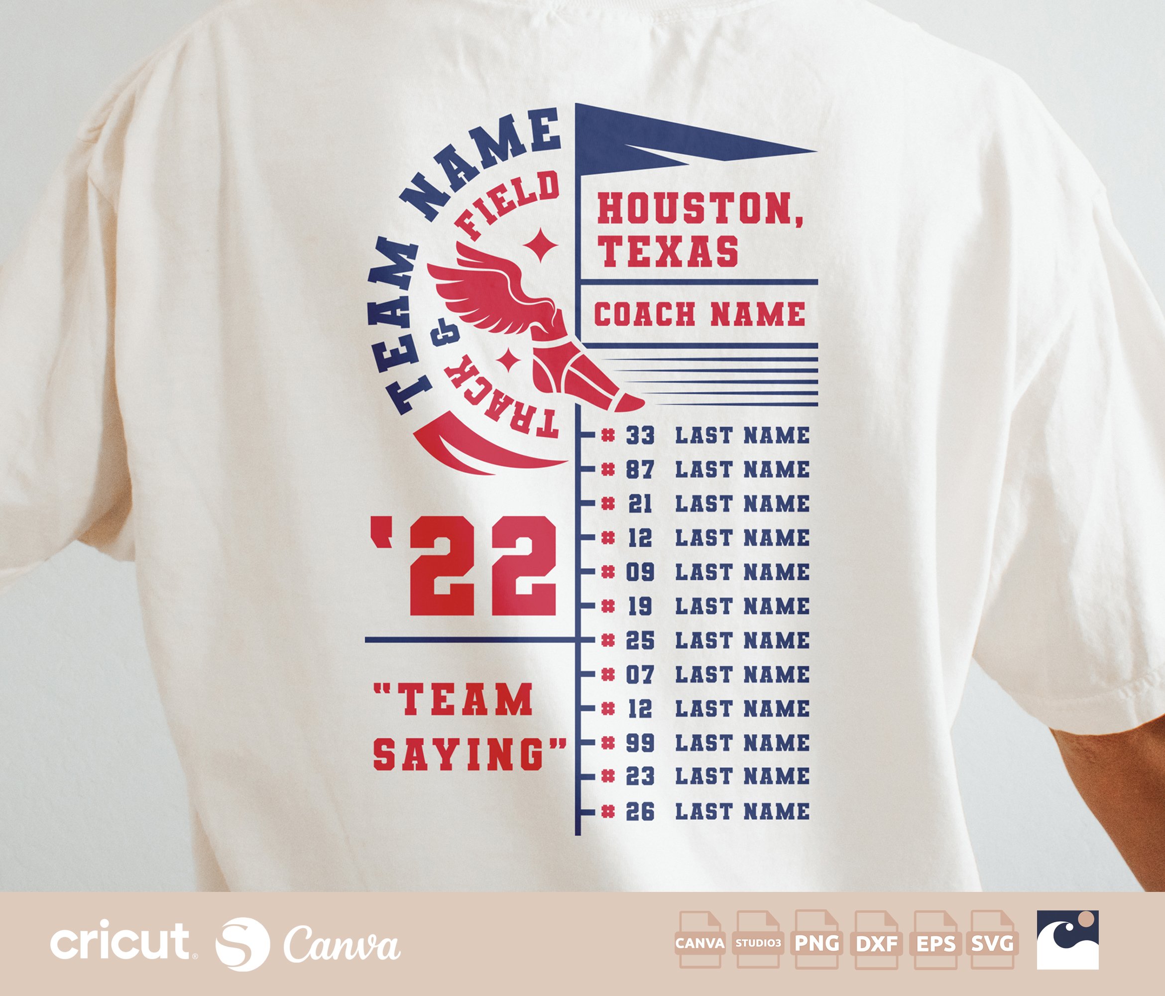 Track & Field Roster SVG, Team Name, Coach, Players Cut File, Cricut, Silhouette, Team Roster Cut File, Player Names