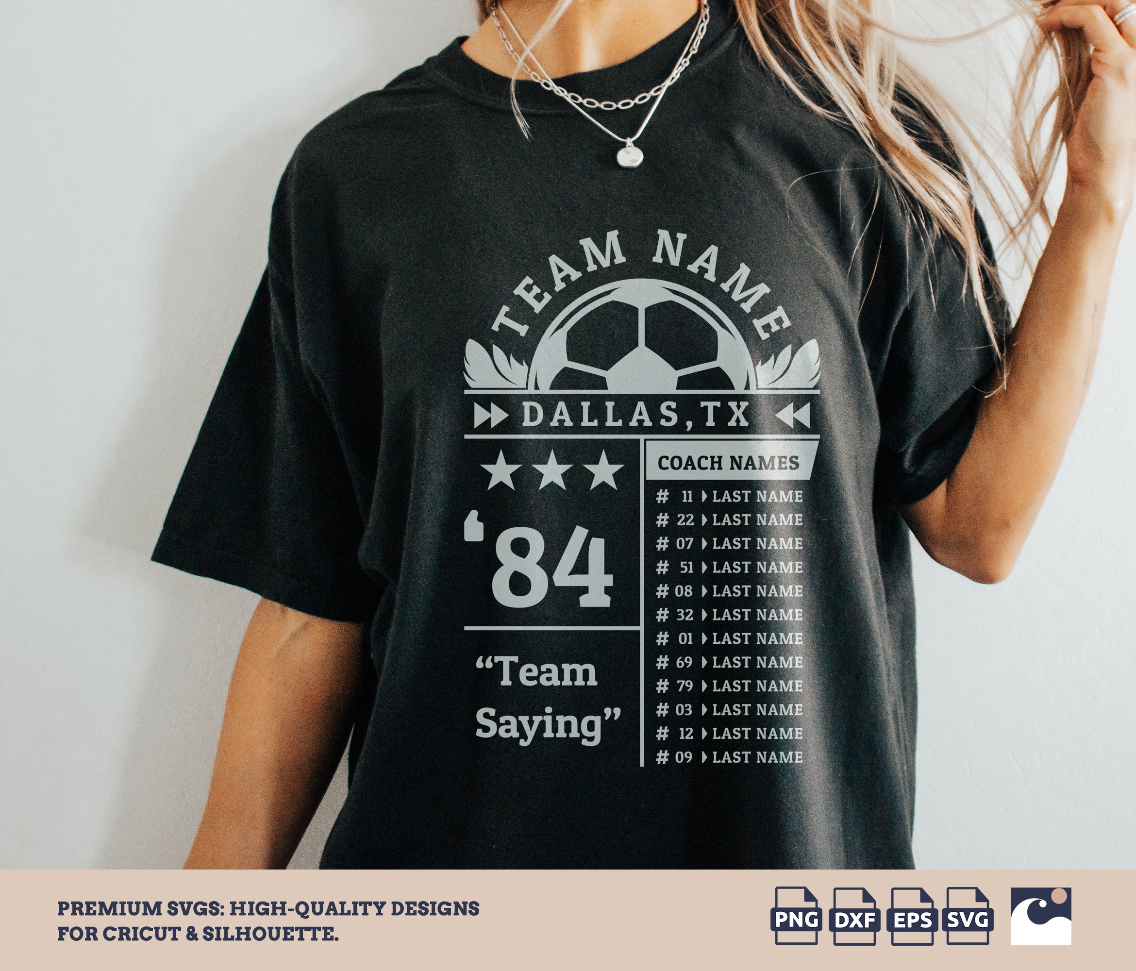 Soccer Roster Template svg, Team, Shirt Design, Soccer Ball Wings, Soccer Player svg, Mom, Half Soccer Ball