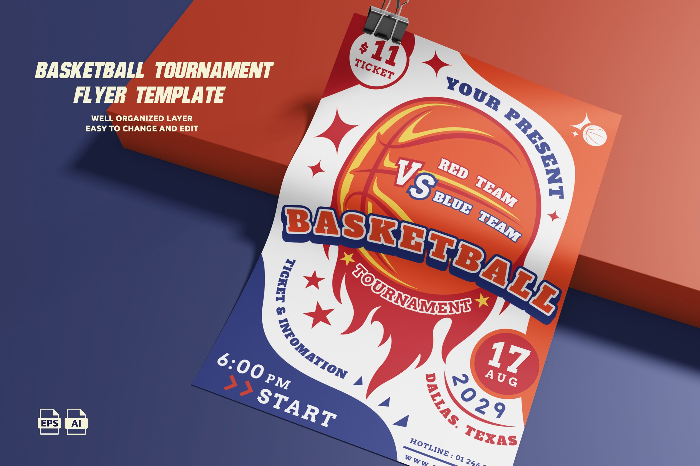 Basketball Tournament Flyer Template (A3 & A4 Printable)