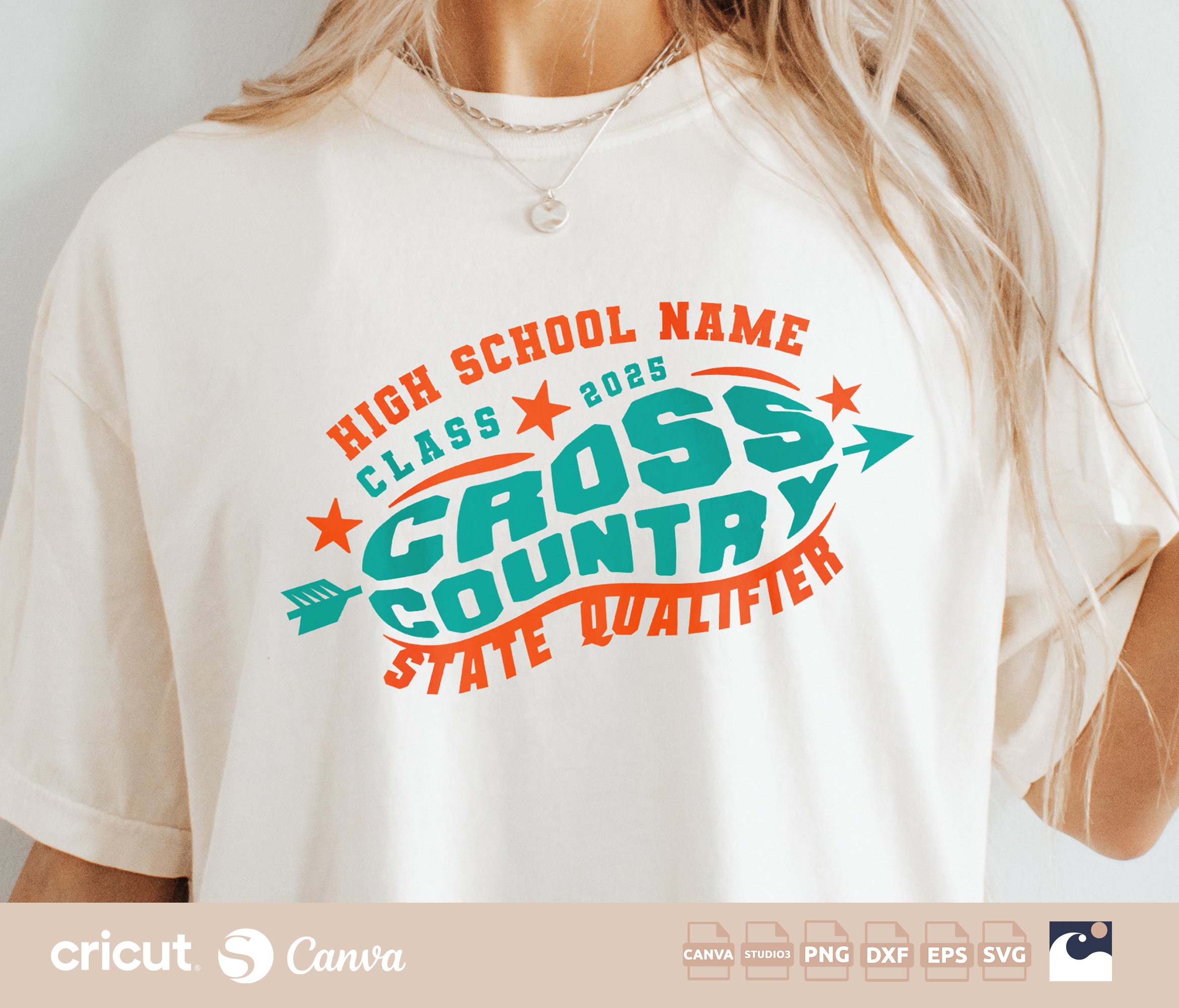 Custom Cross Country State Qualifier Logo svg png, Cross Country Team svg, School Name, Shirt, Custom Logo, Cricut, Silhouette, Loklik