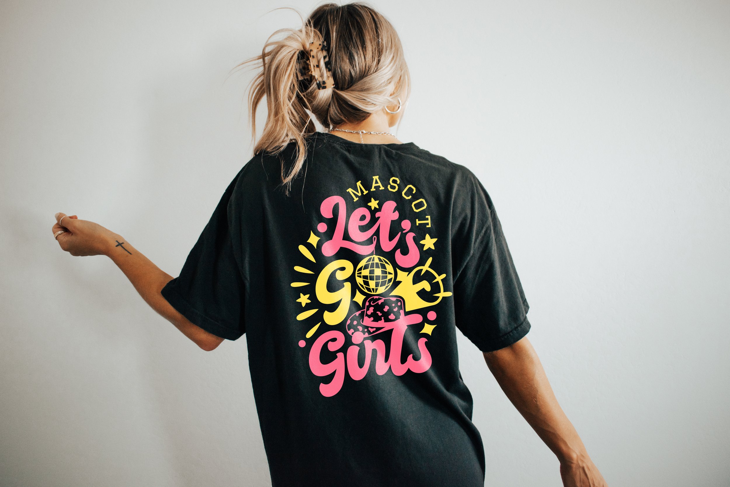 Let's Go Girls SVG PNG - Retro Cheer Mom Shirt Design - Cowgirl Boots & Cheerleader Cut File