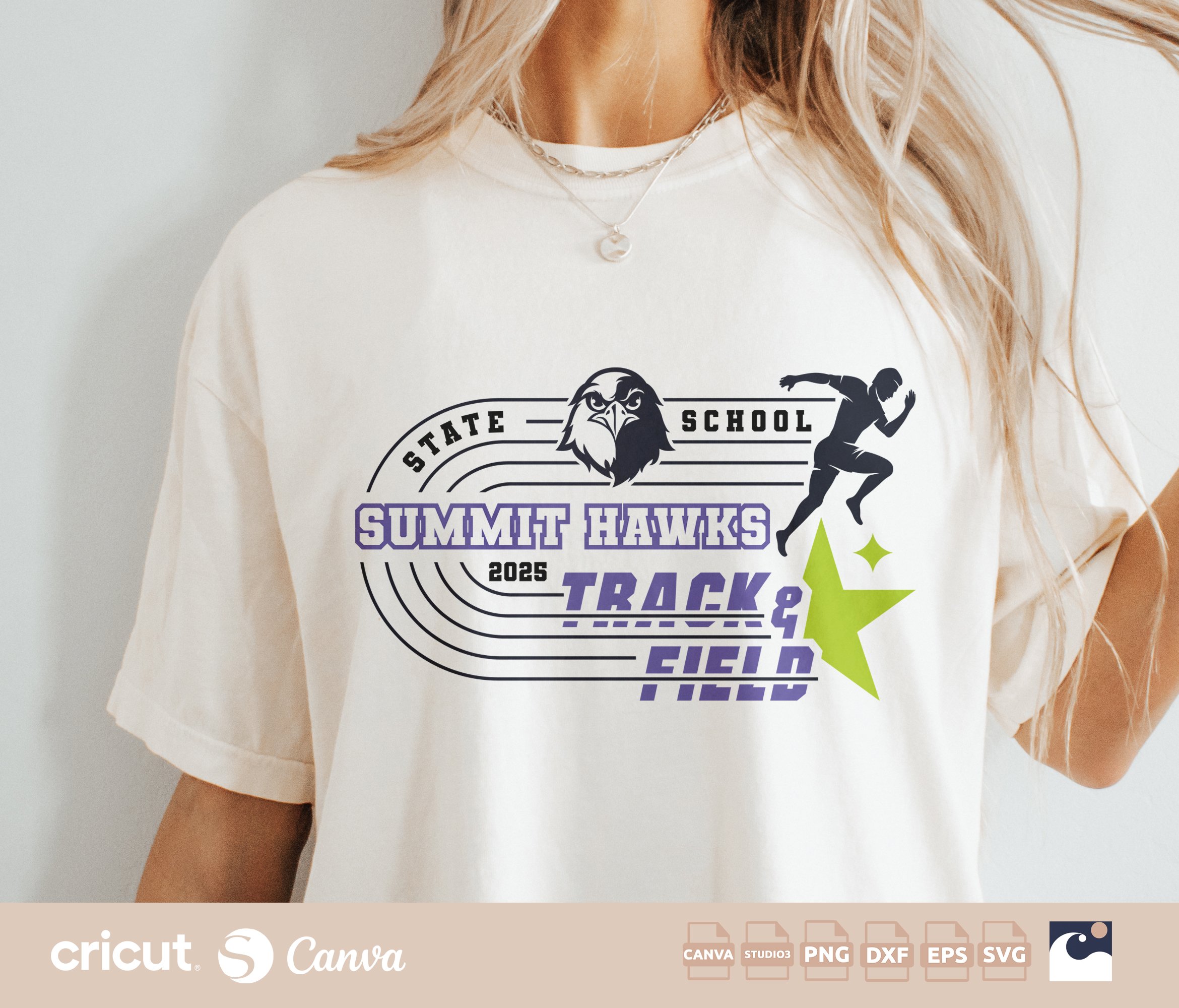Hawks Track And Field svg png, Running, Hawks Track Team Logo, School Name, State, Shirt, Silhouette Studio, Canva
