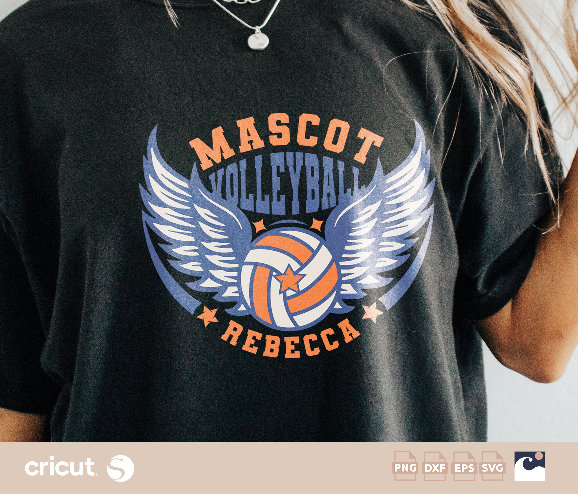 Winged Volleyball SVG PNG, Customizable Team, Player Name, Volleyball Team SVG, Mascot Design