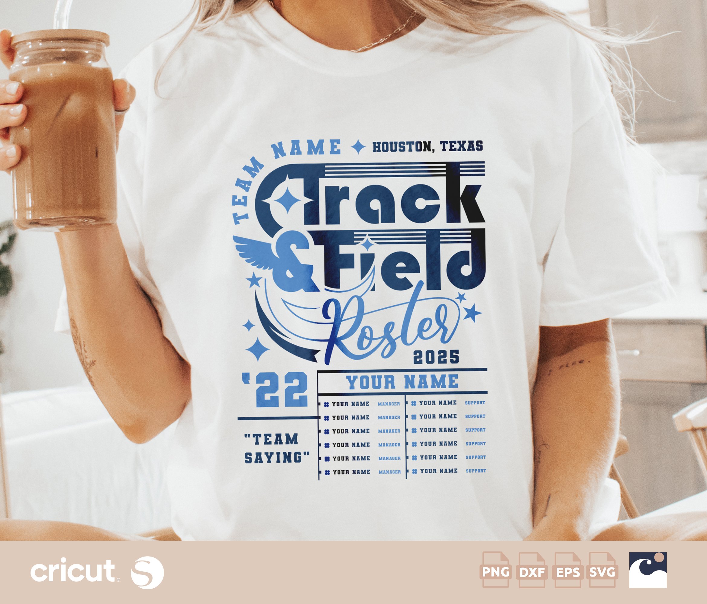 Customizable Track & Field Roster svg, Team Name, Coach, Players Cut File