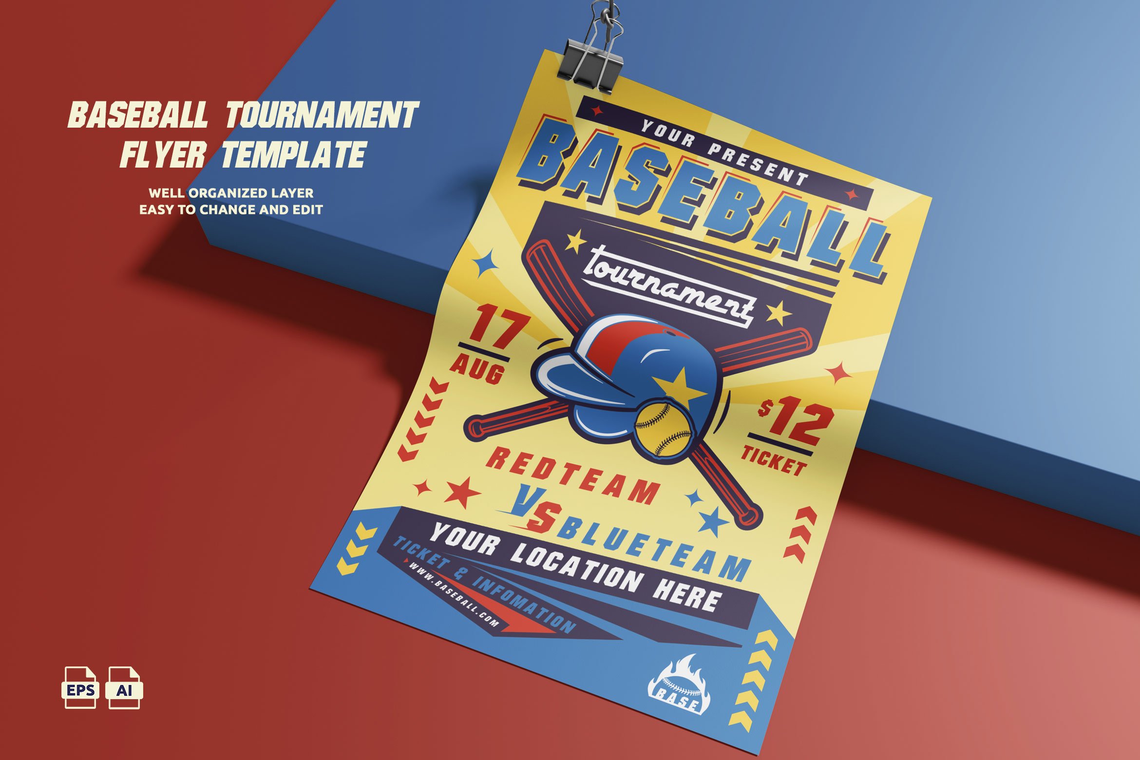 Printable Retro Baseball Tournament Flyer (A3/A4 Ready)