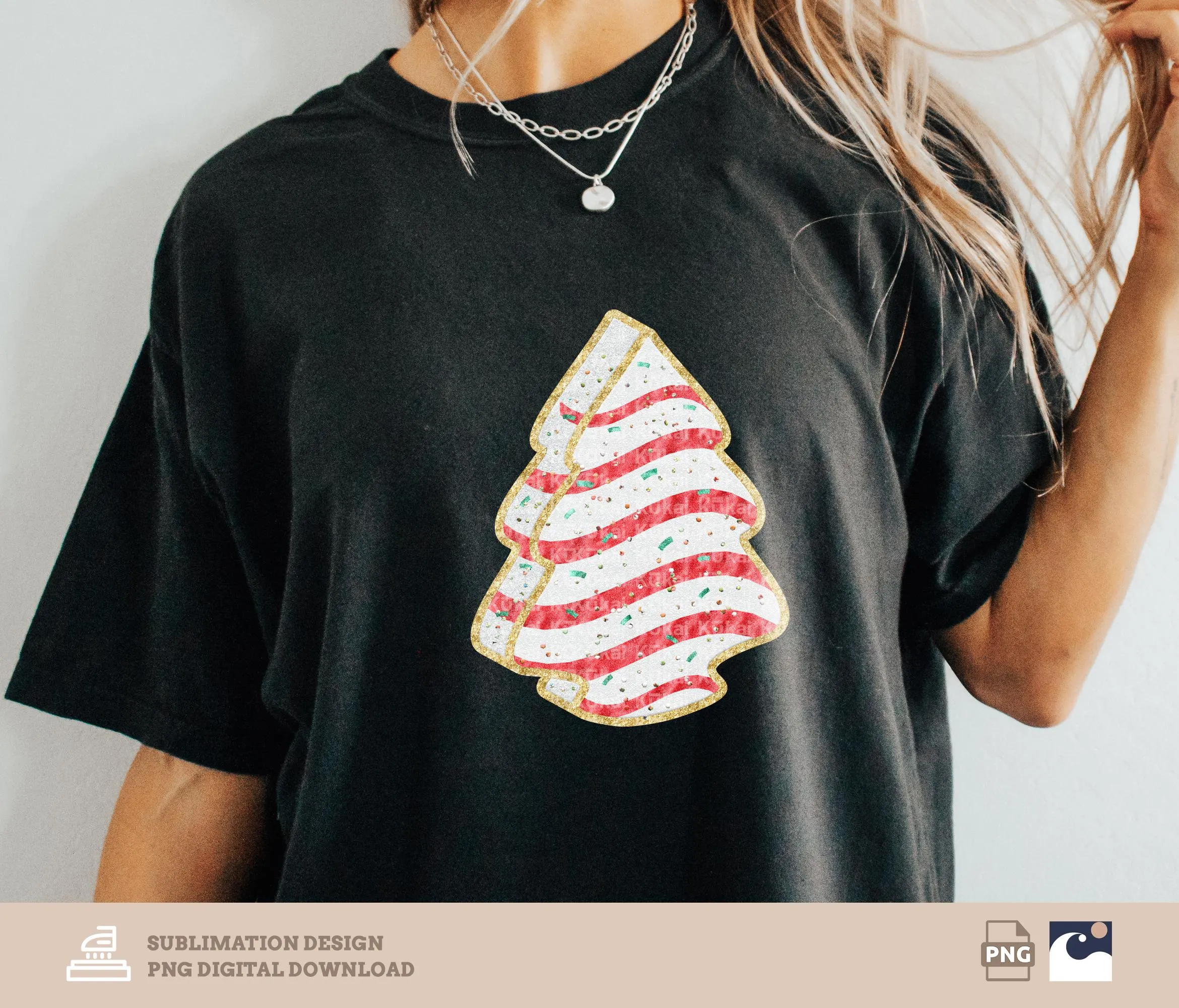 Glitter Christmas Tree Cake png with Sprinkles, Red And White, Festive Holiday, Gold Glitter, Trendy Christmas, Sublimation Design