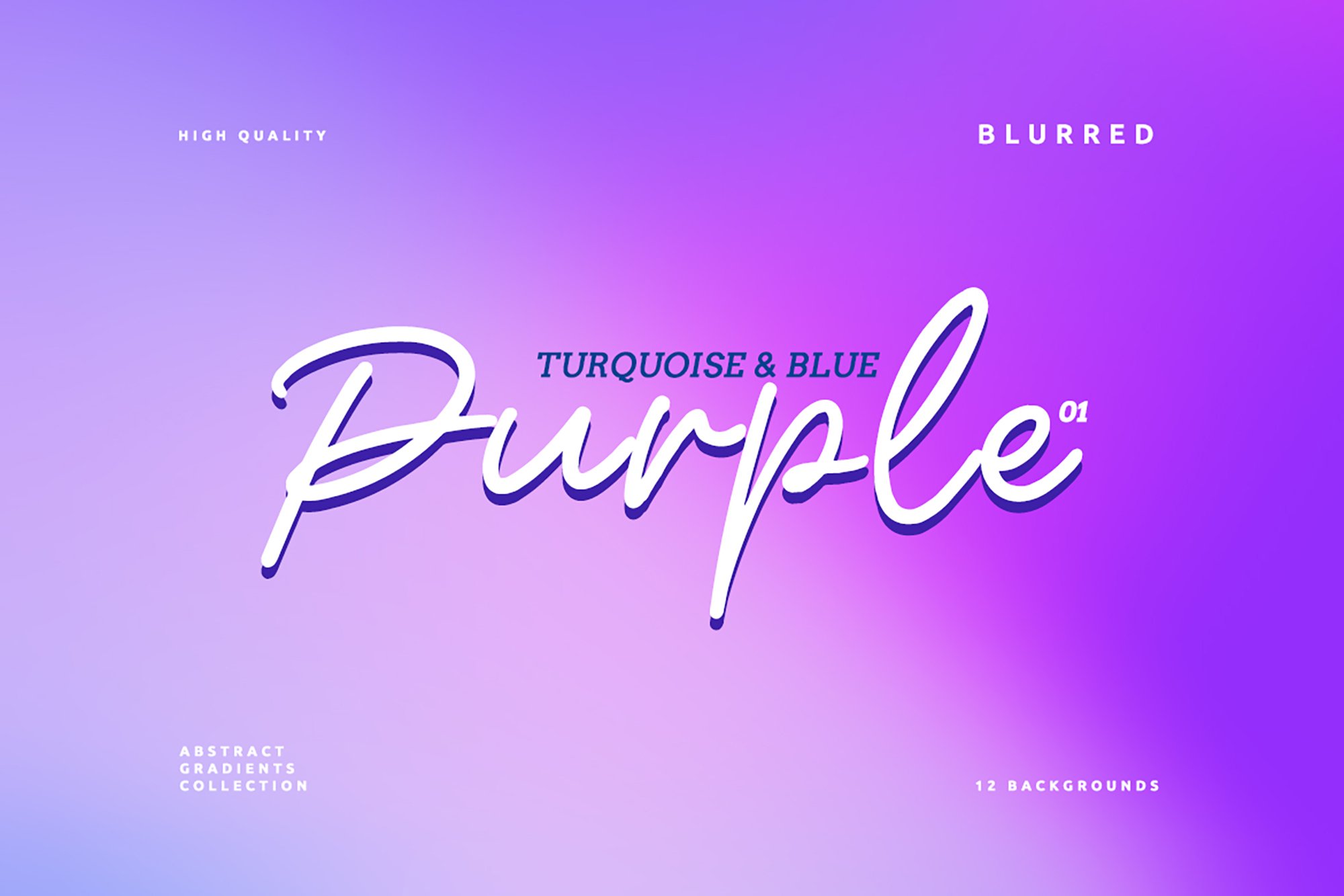 Turquoise & Blue Purple Gradient Backgrounds, Digital Papers, Iridescent Abstract Aesthetic