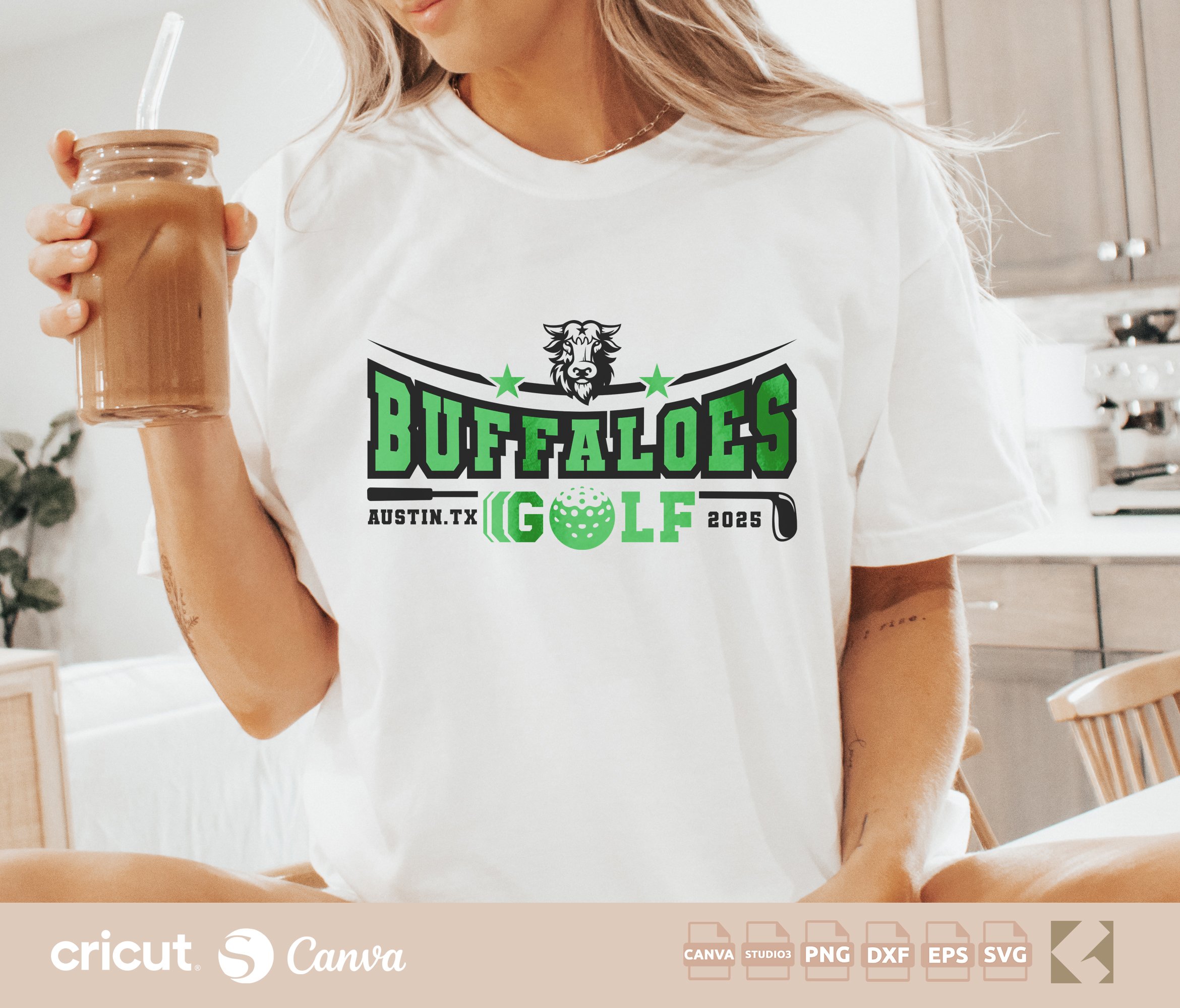 Buffaloes Golf Team Logo SVG/PNG - Custom Club Mascot Digital Cut File