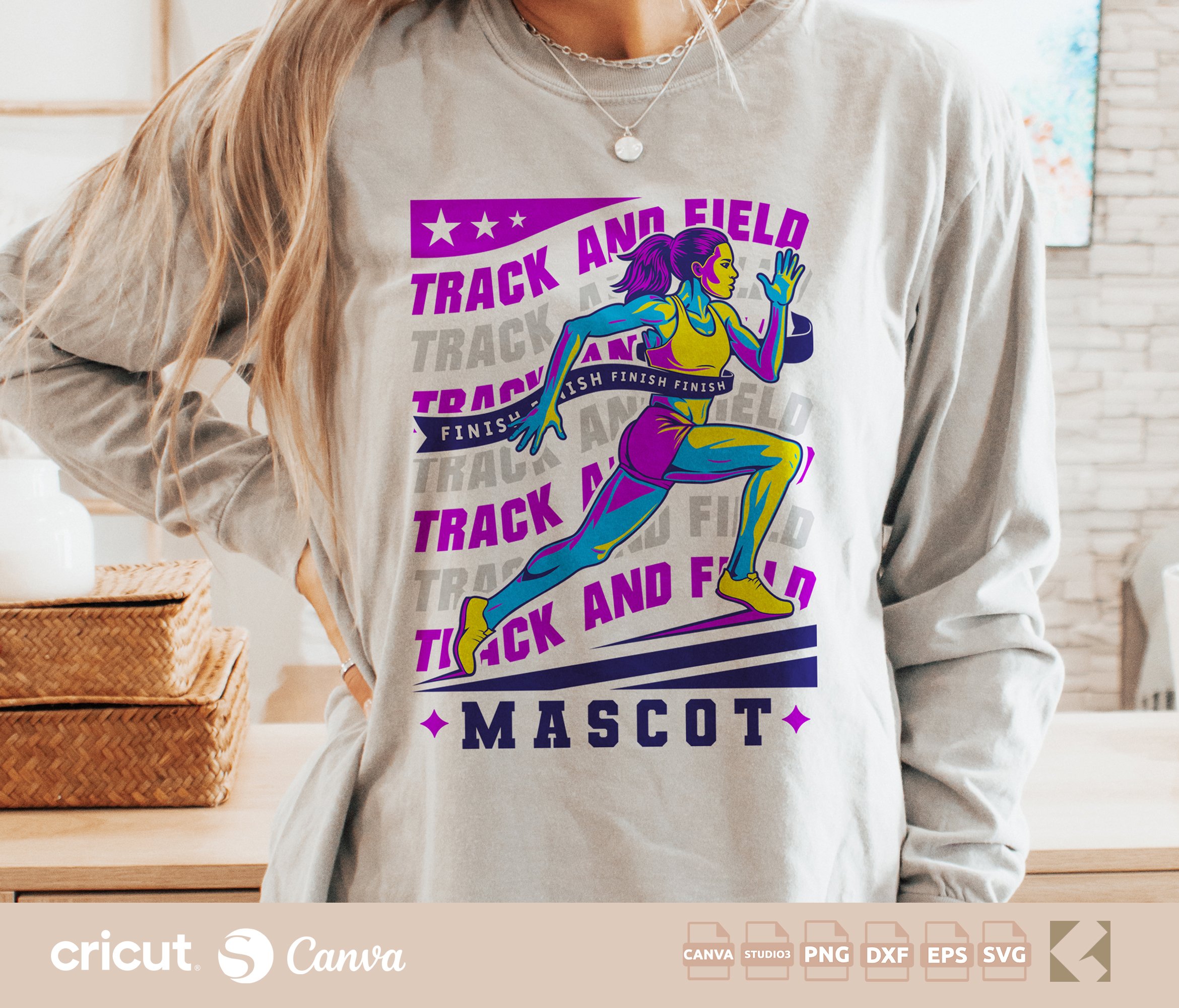 Risograph Track and Field svg png, Running Girl Cut File, Track Mom svg, Riso Print, Retro Sport Print
