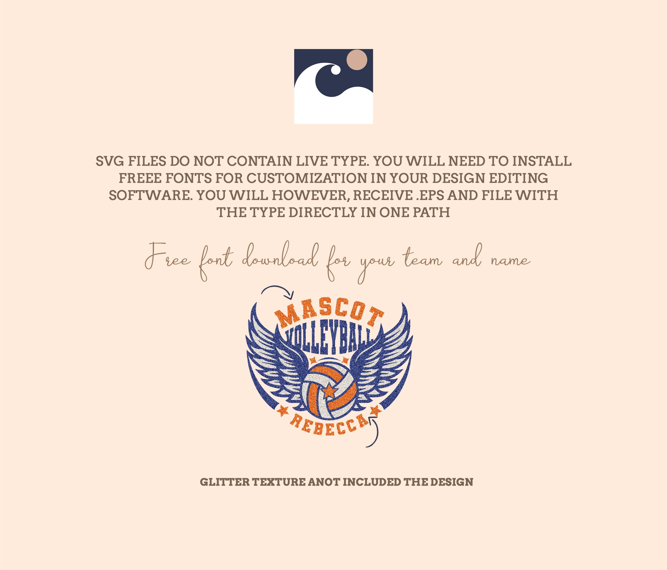 Winged Volleyball SVG PNG, Customizable Team, Player Name, Volleyball Team SVG, Mascot Design
