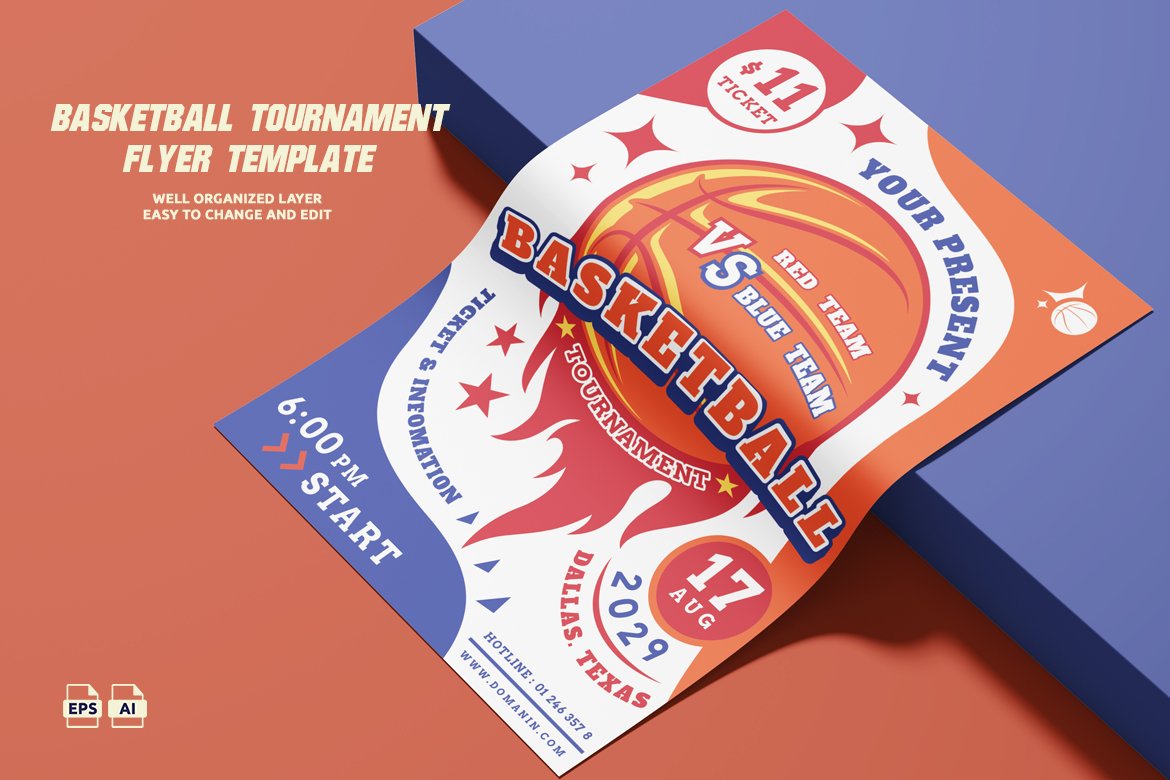 Basketball Tournament Flyer Template (A3 & A4 Printable)