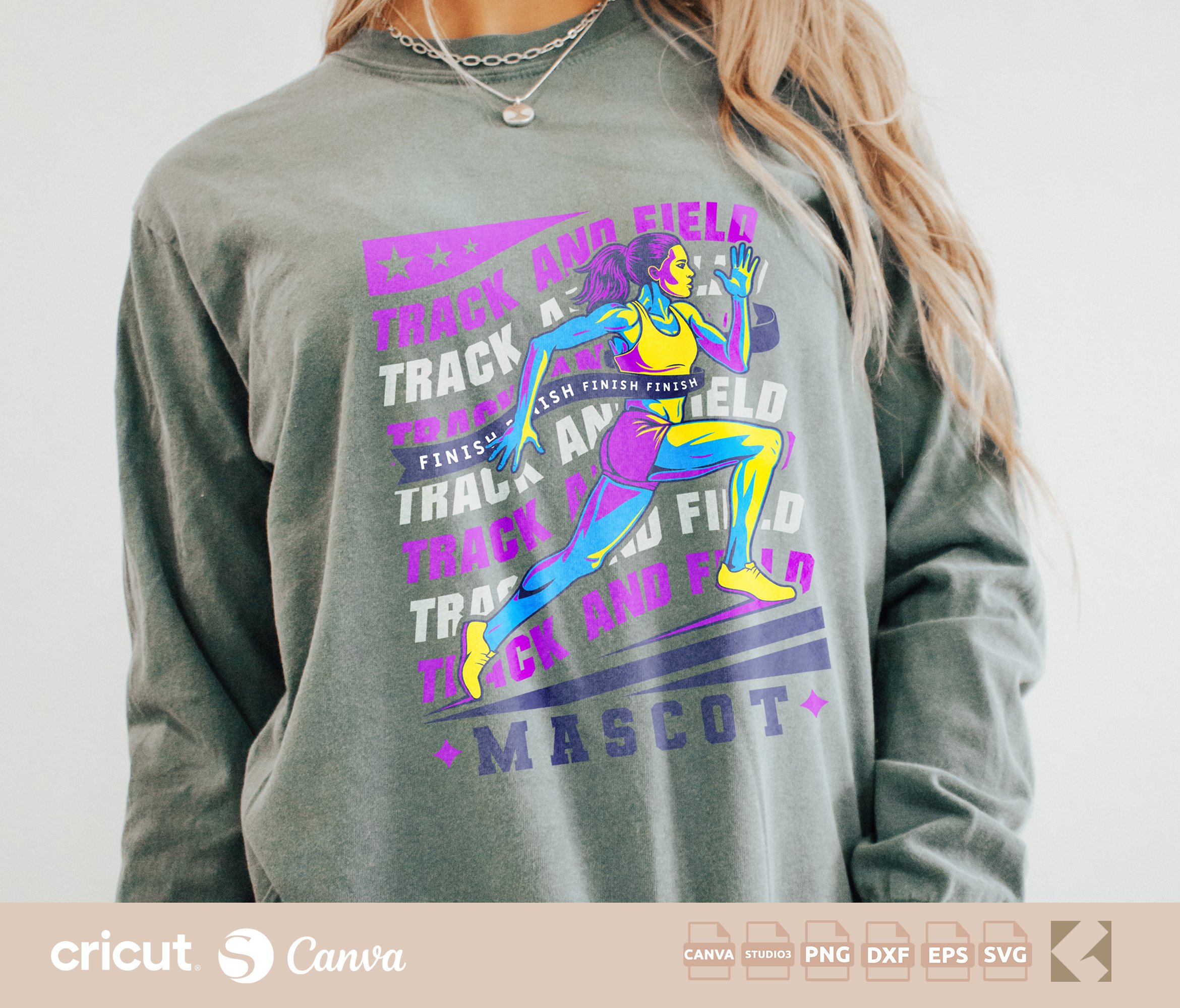 Risograph Track and Field svg png, Running Girl Cut File, Track Mom svg, Riso Print, Retro Sport Print