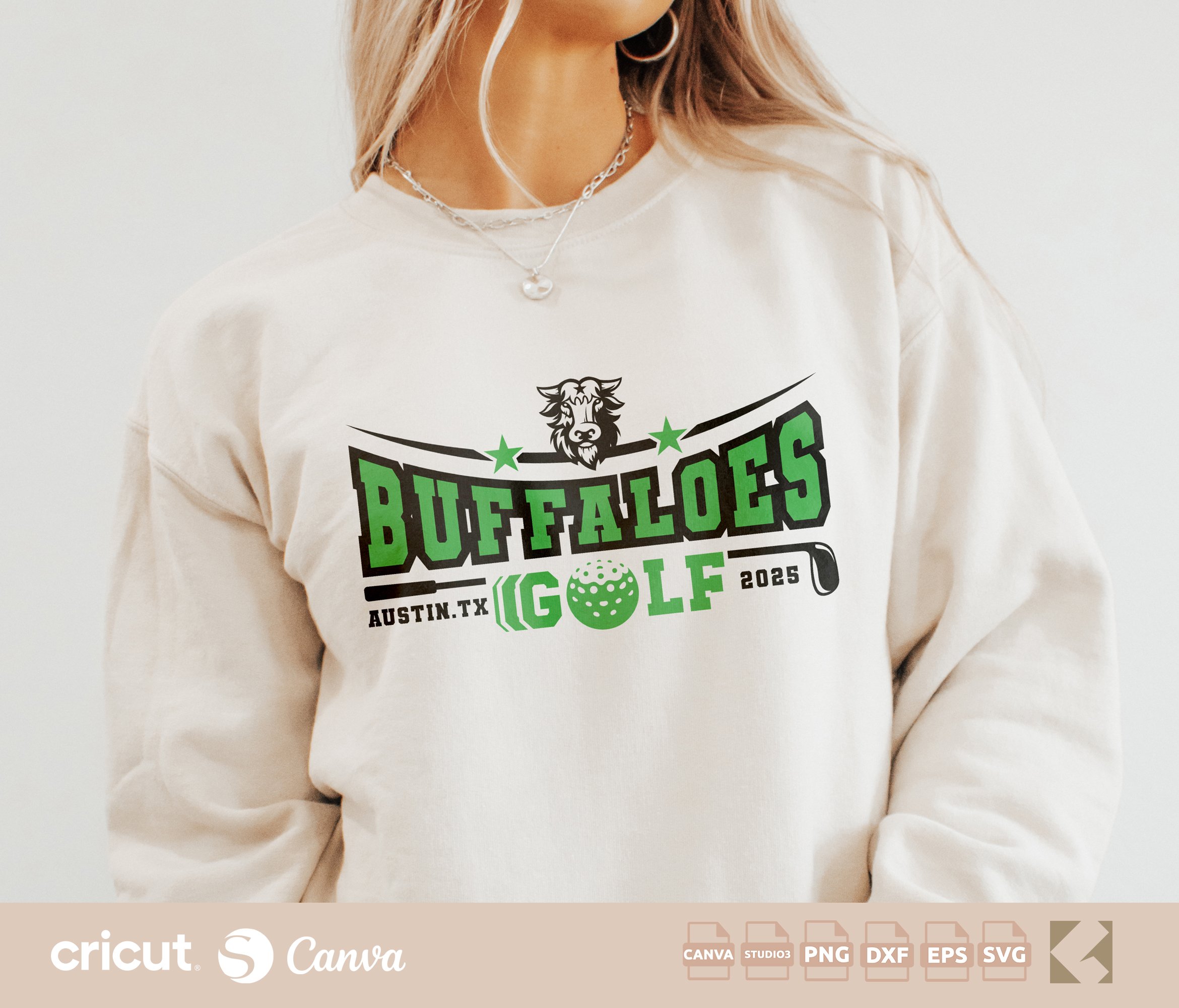 Buffaloes Golf Team Logo SVG/PNG - Custom Club Mascot Digital Cut File
