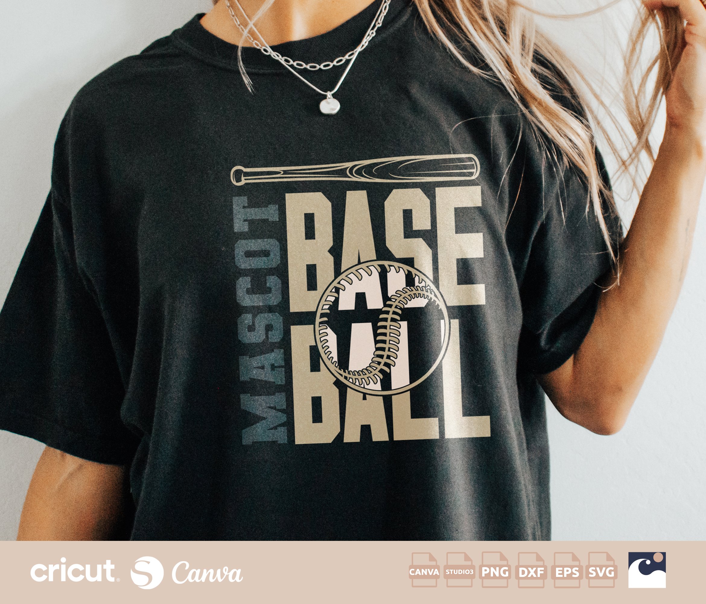 Modern Baseball svg png, Team Design, Logo, Bat and Ball, Vertical Layout, Shirt, Sports Cut File, Silhouette, Canva