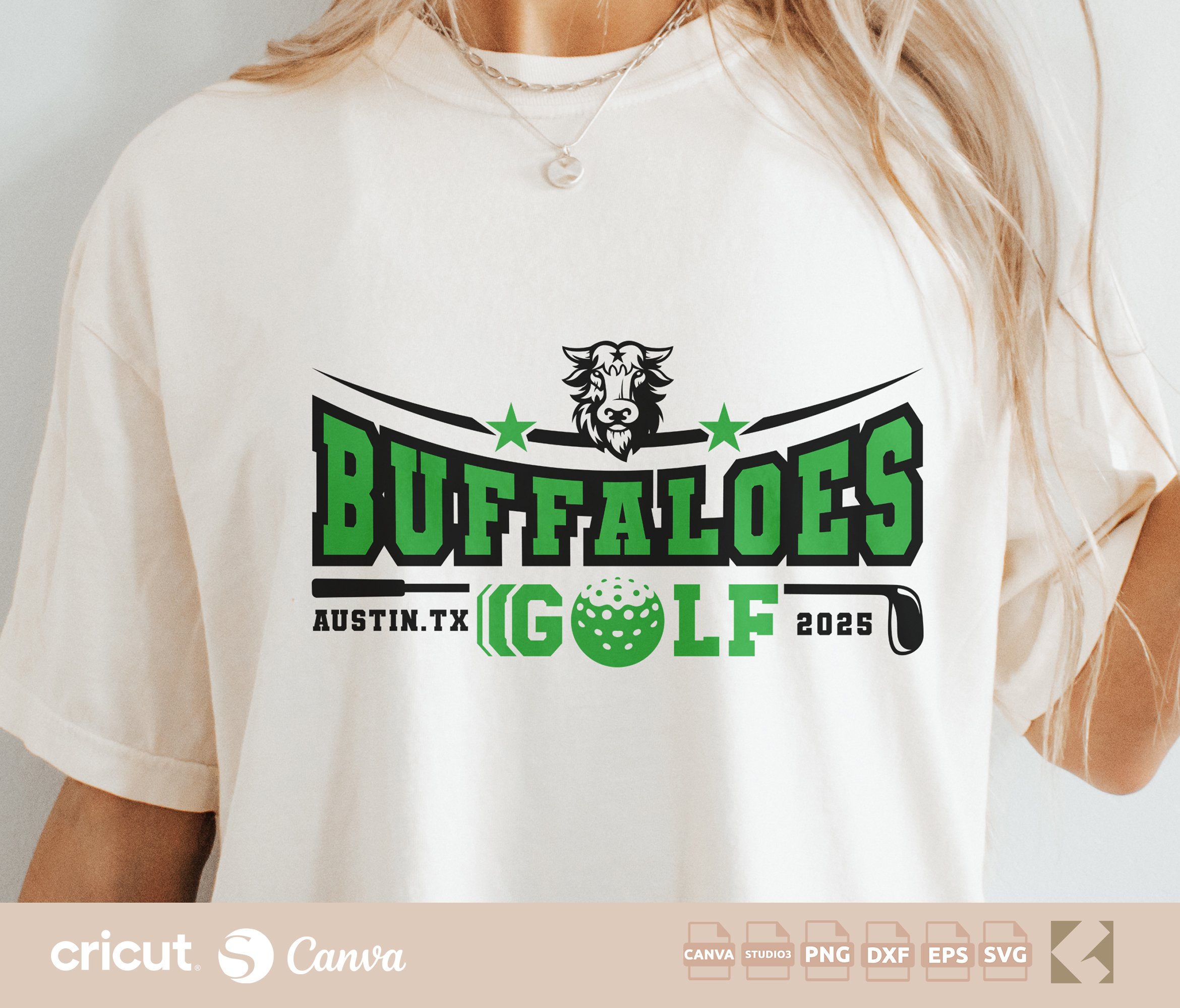 Buffaloes Golf Team Logo SVG/PNG - Custom Club Mascot Digital Cut File