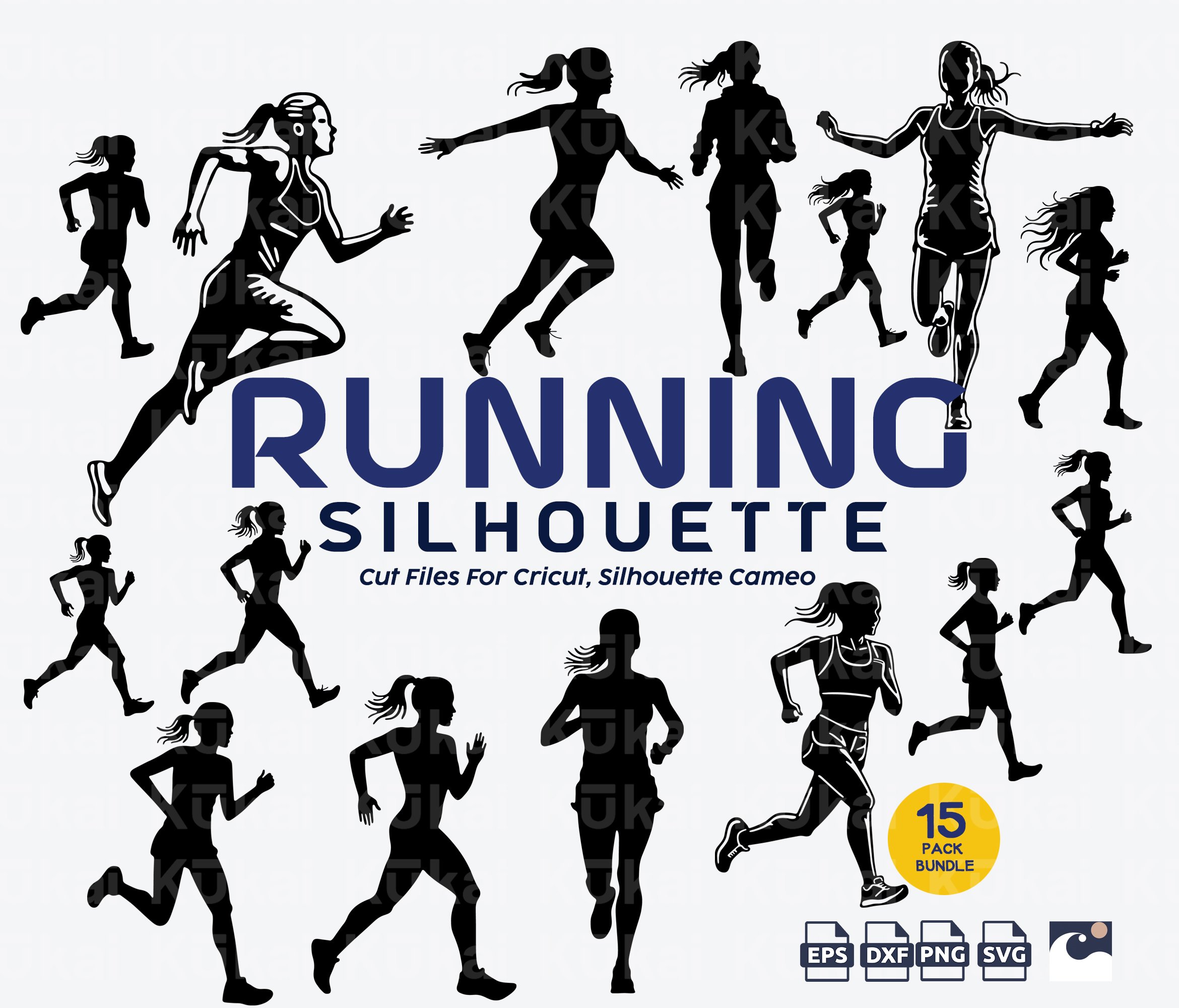 Running Silhouette Girl SVG PNG - Female Runner, Marathon, Jogging, Sprint - Cricut, Silhouette, Loklik