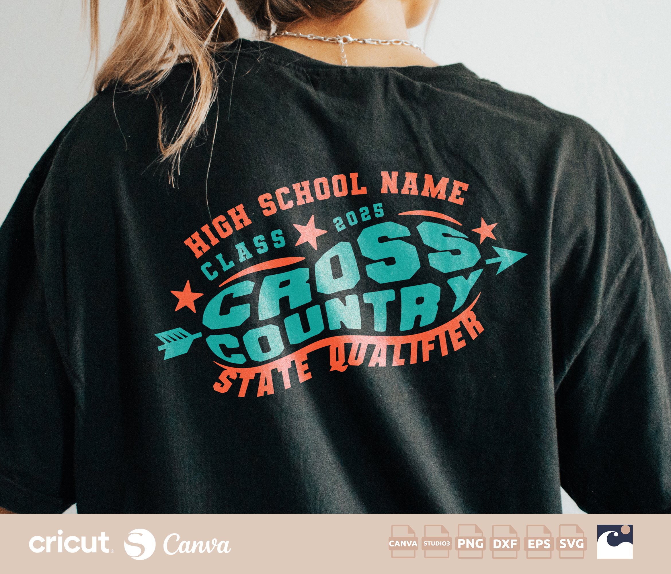 Custom Cross Country State Qualifier Logo svg png, Cross Country Team svg, School Name, Shirt, Custom Logo, Cricut, Silhouette, Loklik