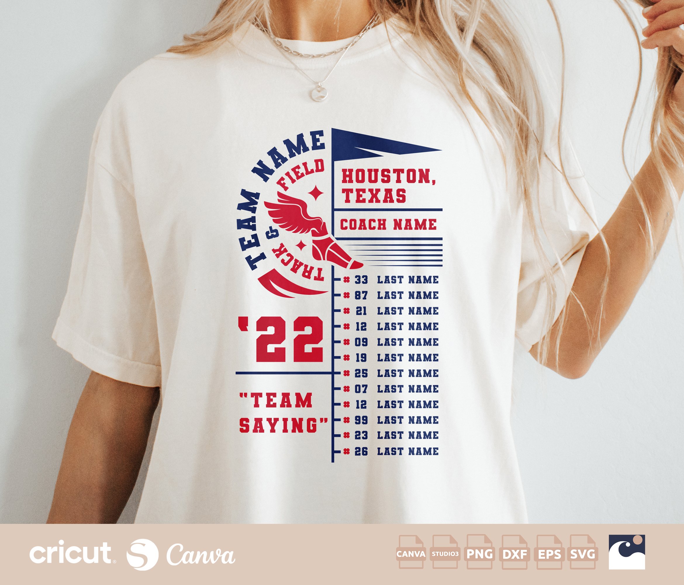 Track & Field Roster SVG, Team Name, Coach, Players Cut File, Cricut, Silhouette, Team Roster Cut File, Player Names