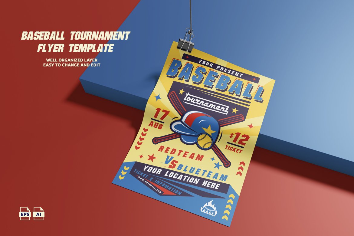 Printable Retro Baseball Tournament Flyer (A3/A4 Ready)