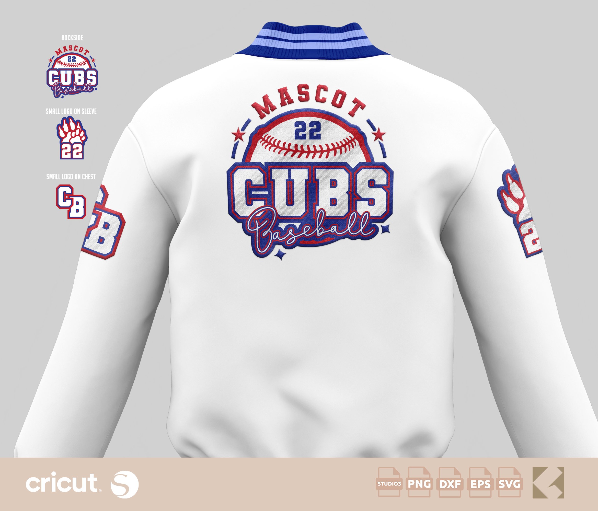 Custom Cubs Baseball svg png, Jersey, Jacket, Templates, Softball, Baseball Uniform, Custom Team Logo, Cricut, Silhouette, Paw Print svg