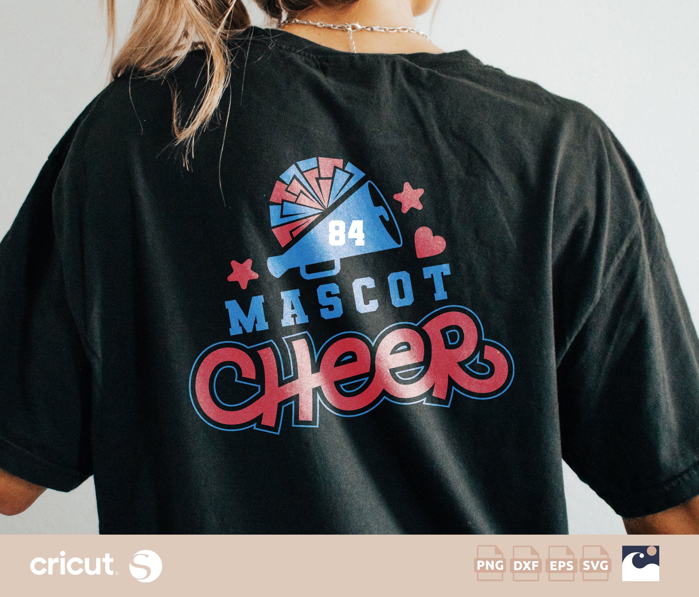 Cheer Team SVG PNG - Cheerleader, Pom Pom, Megaphone Graphic - Cut File for Cricut, Silhouette, Loklik
