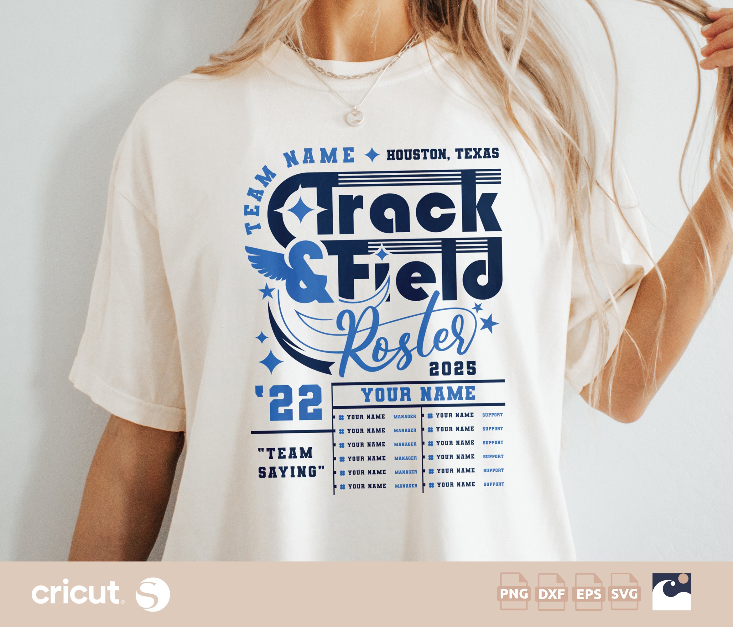 Customizable Track & Field Roster svg, Team Name, Coach, Players Cut File