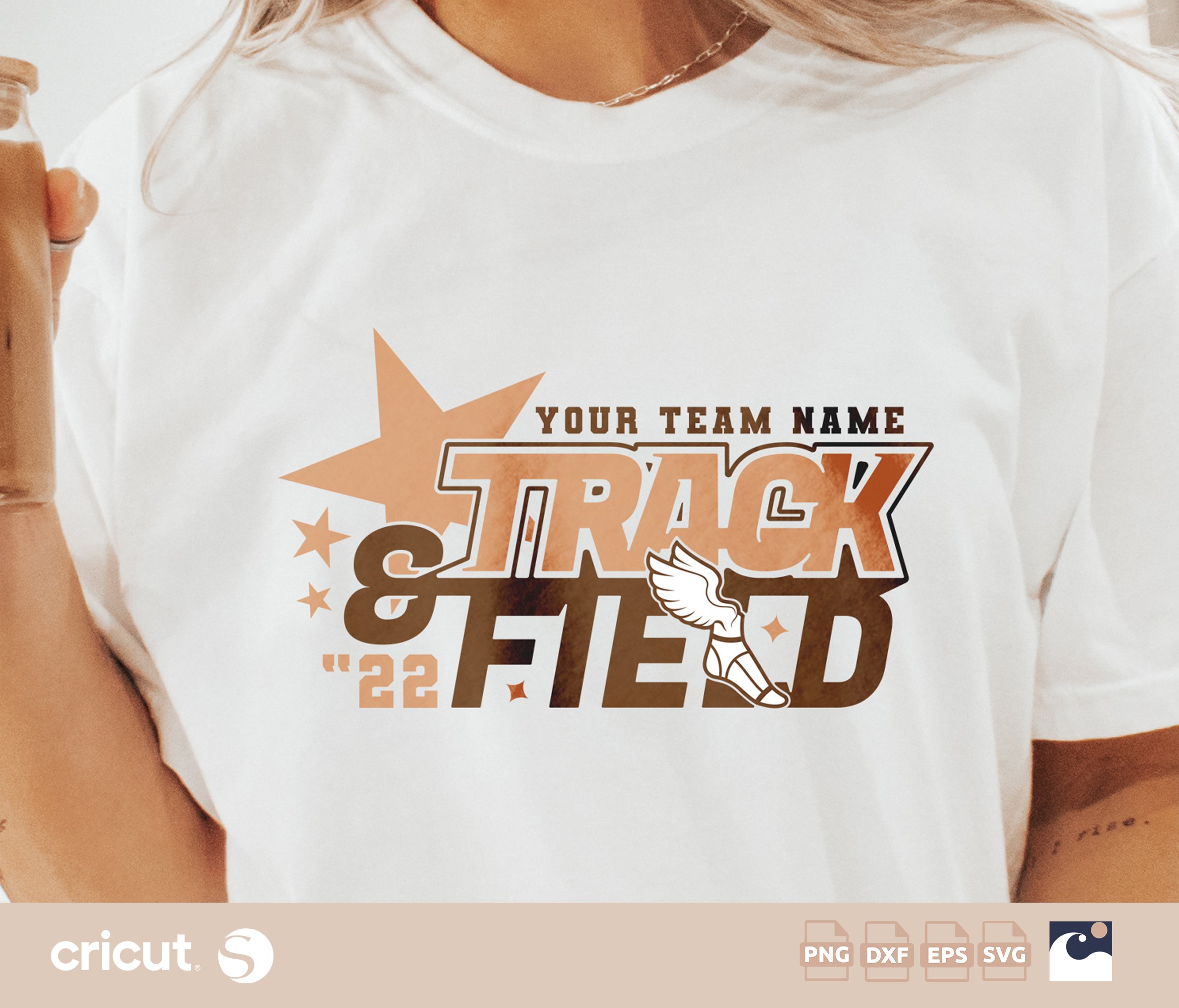 Track And Field svg png, Customizable Team Cut File, Cricut, Silhouette, Star, Winged Shoe Design PNG, Instant Download, Sports Team