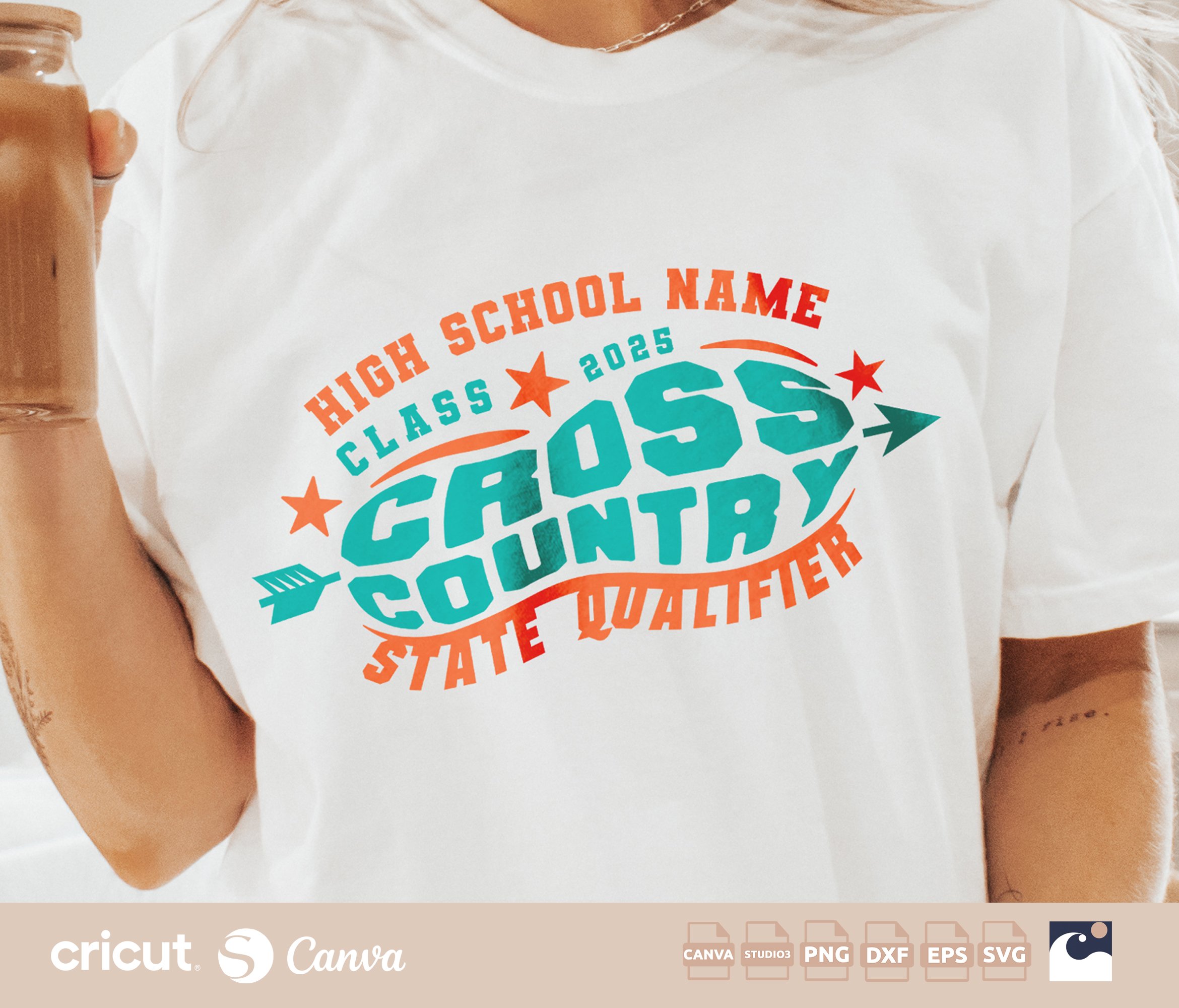 Custom Cross Country State Qualifier Logo svg png, Cross Country Team svg, School Name, Shirt, Custom Logo, Cricut, Silhouette, Loklik