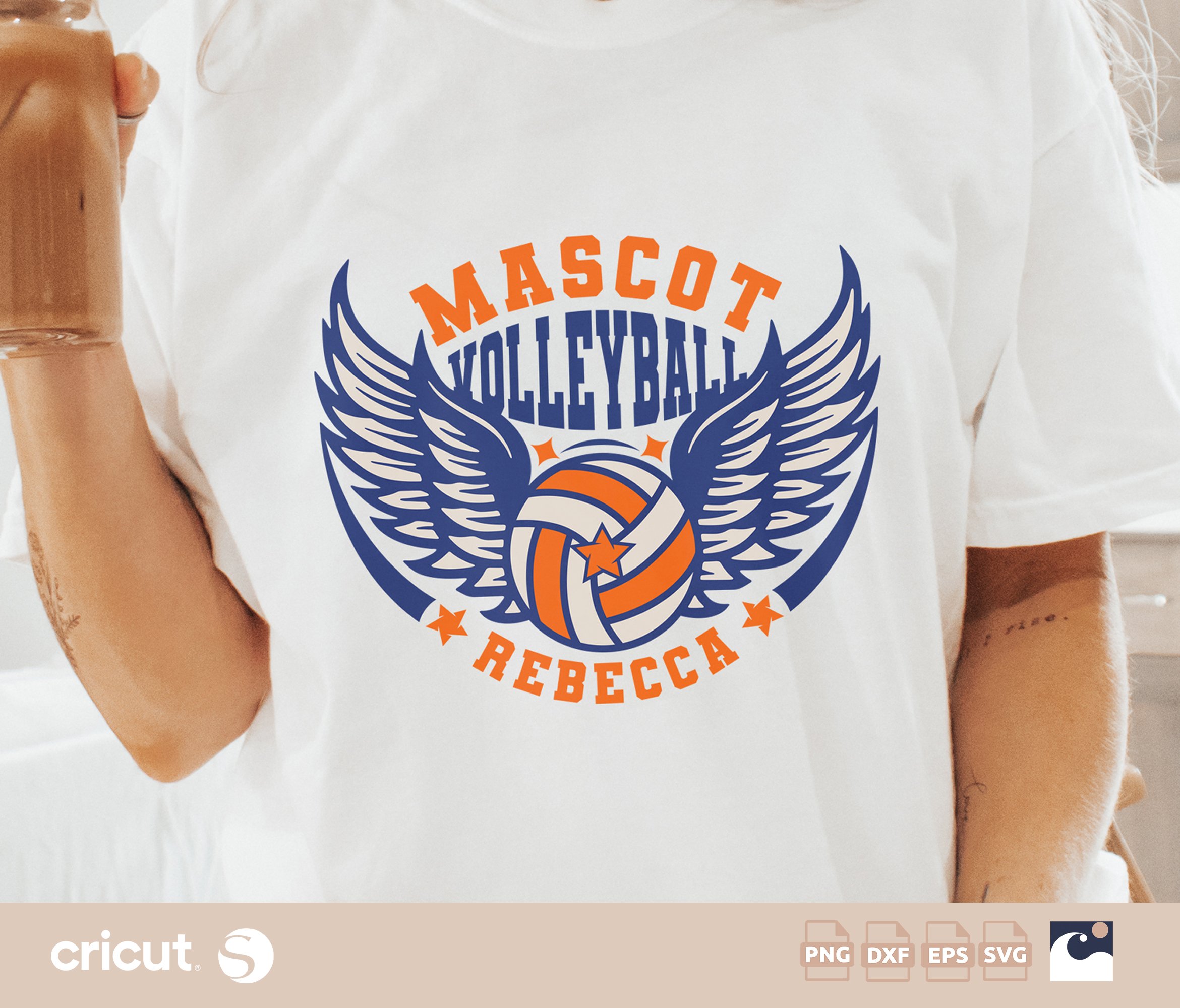 Winged Volleyball SVG PNG, Customizable Team, Player Name, Volleyball Team SVG, Mascot Design
