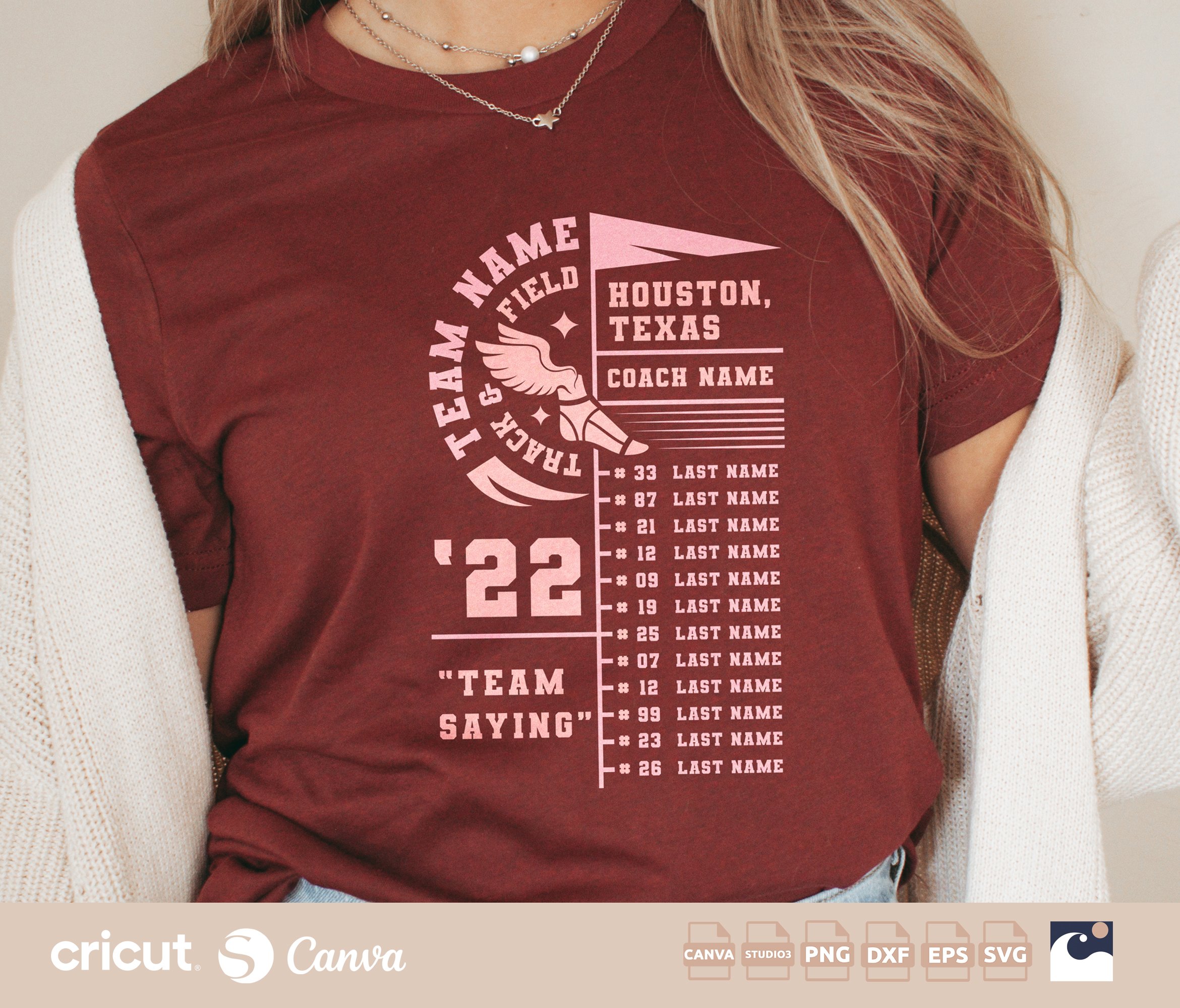 Track & Field Roster SVG, Team Name, Coach, Players Cut File, Cricut, Silhouette, Team Roster Cut File, Player Names